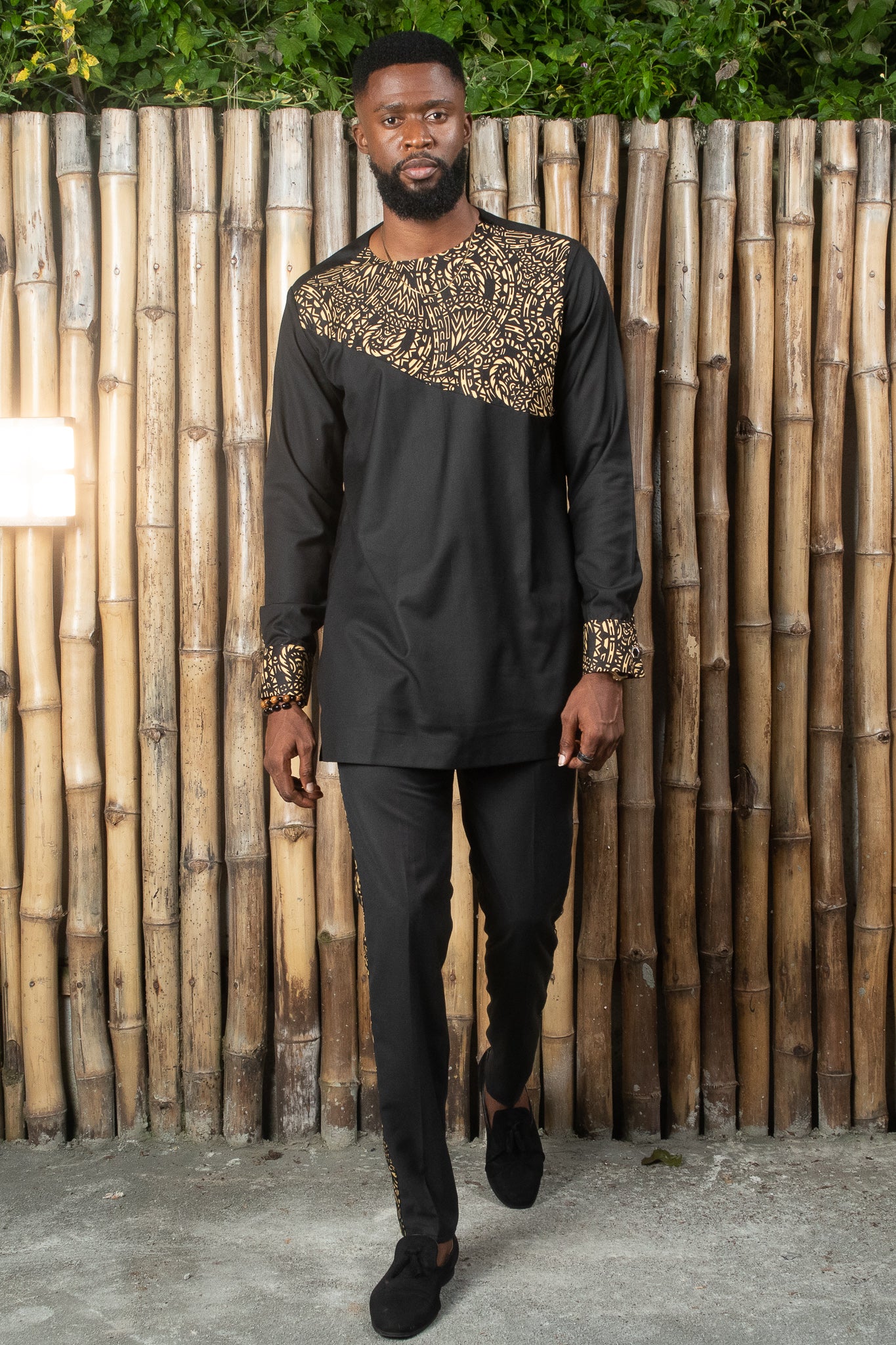 GBEMI African Print Ankara Suit, Gold|Black