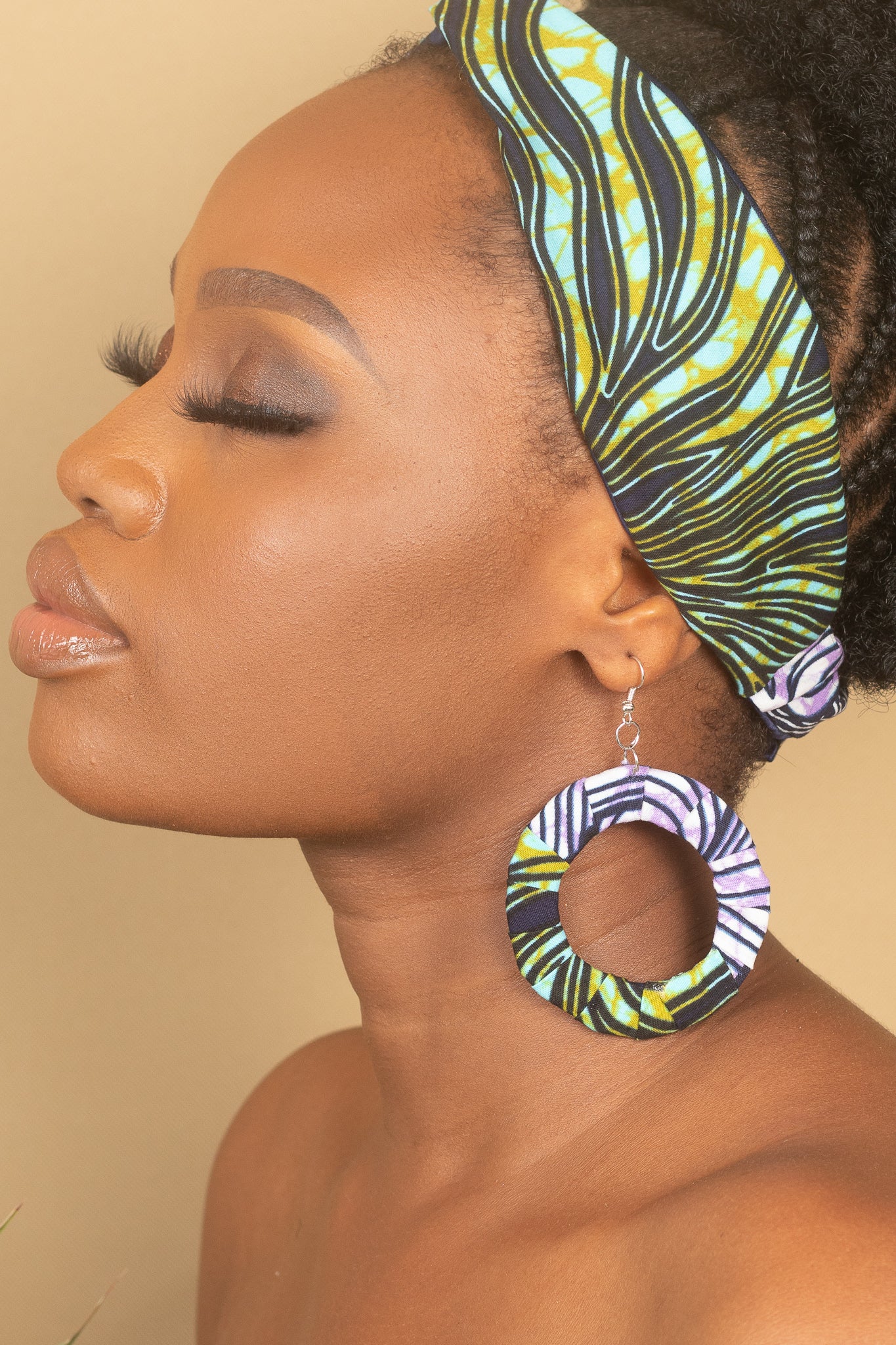 IFEDE African Print Ankara Hoop Earrings Add