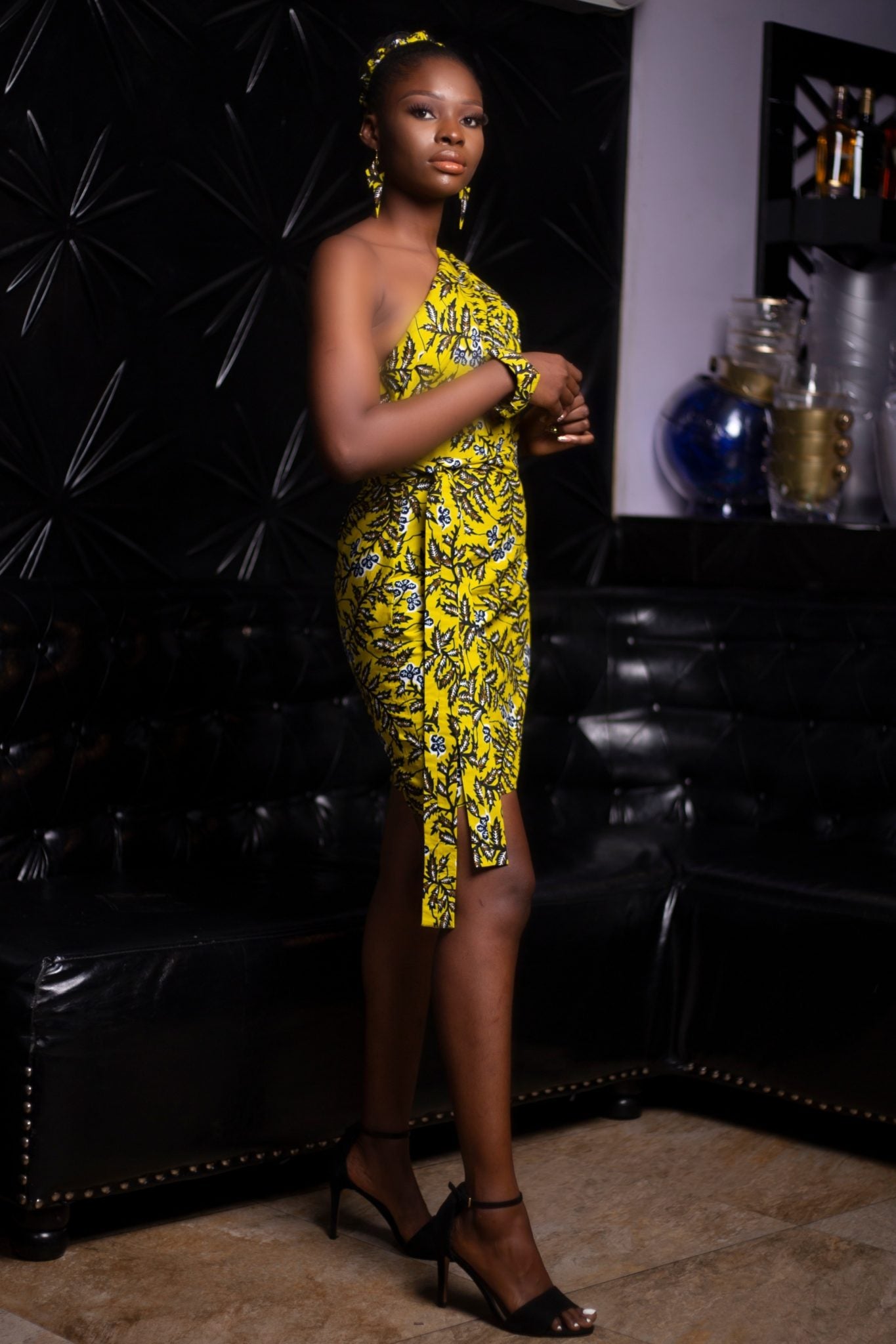 IJEMMA African Print Ankara One Shoulder Short Dress