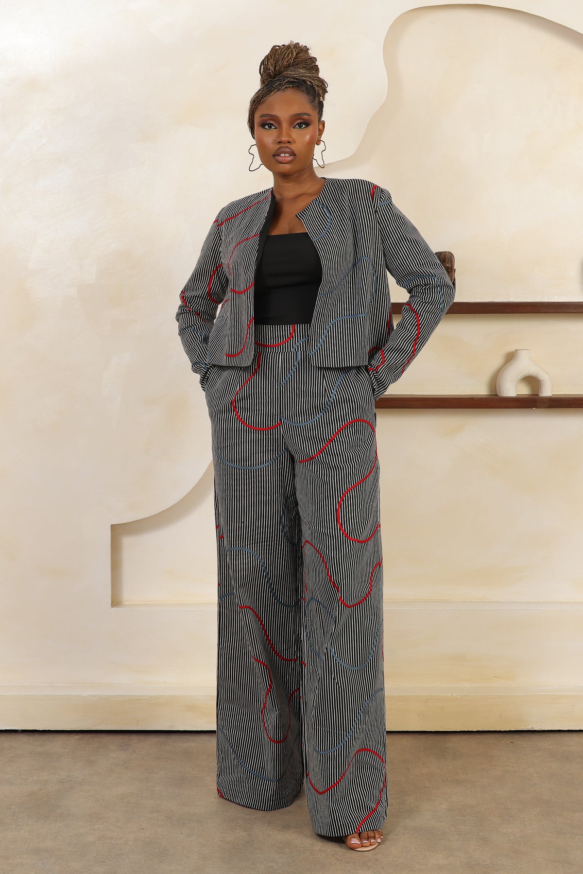 ILA Stripe Collarless Cropped Jacket - Women