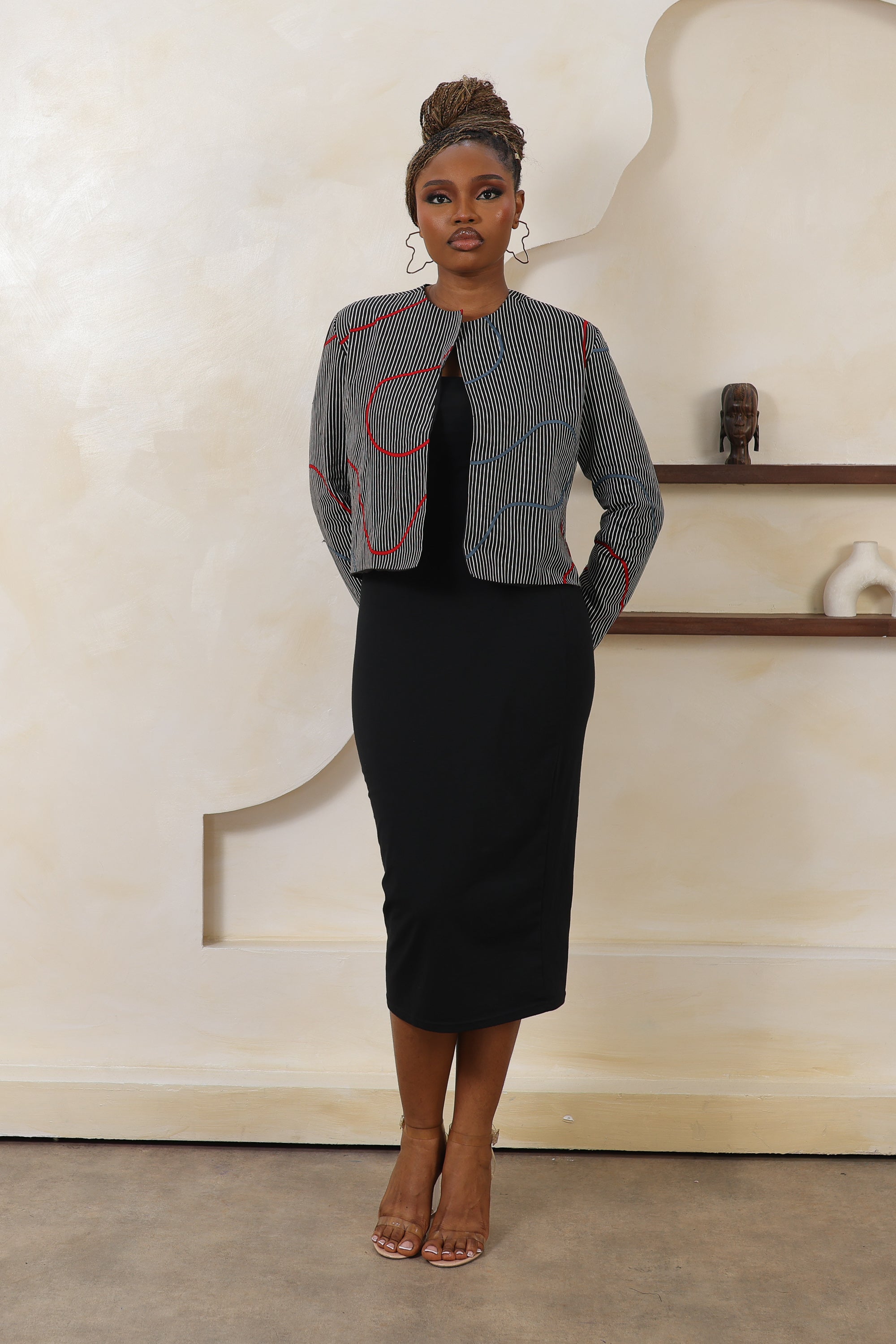 ILA Stripe Collarless Cropped Jacket - Women
