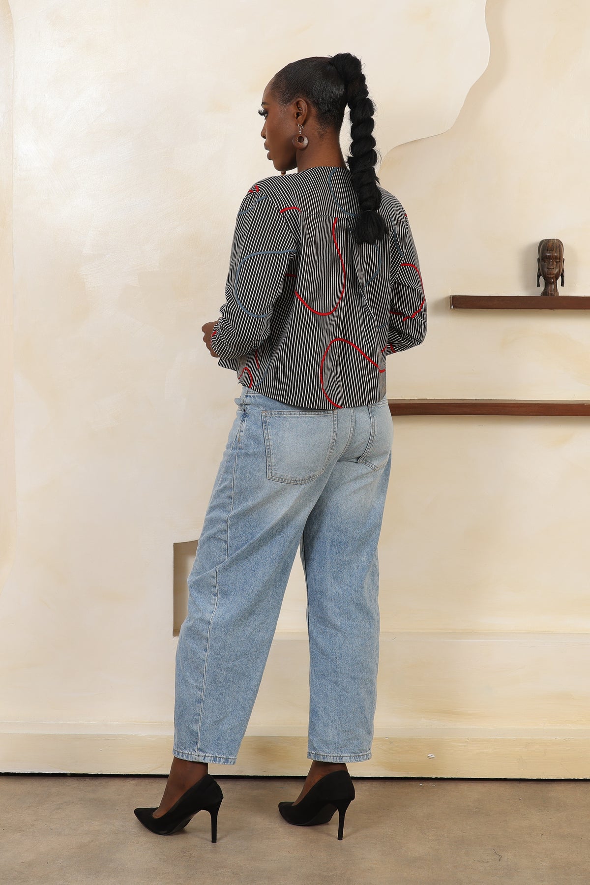 ILA Stripe Collarless Cropped Jacket - Women