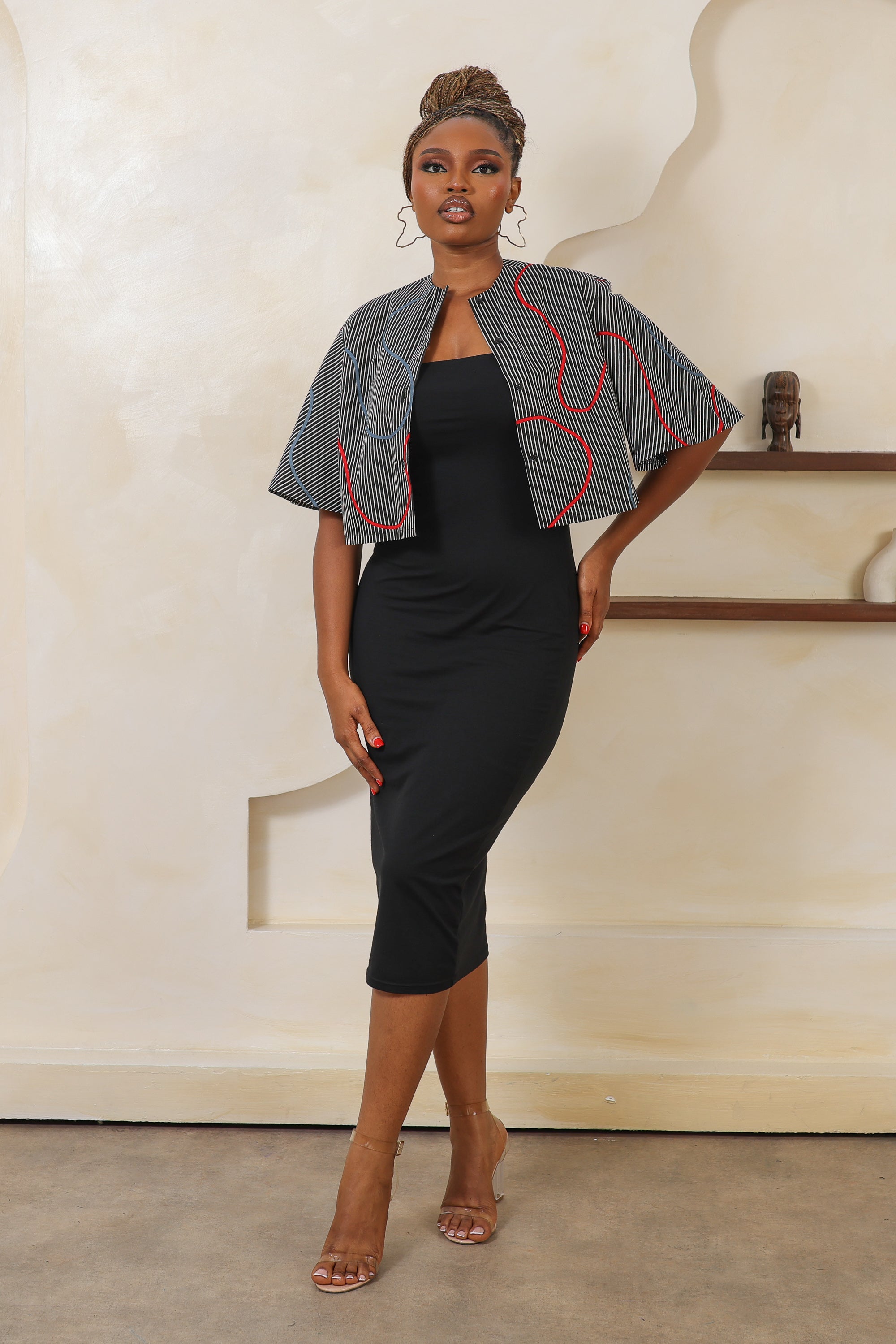 ILA Stripe Flared Sleeve Cropped Shirt - Women