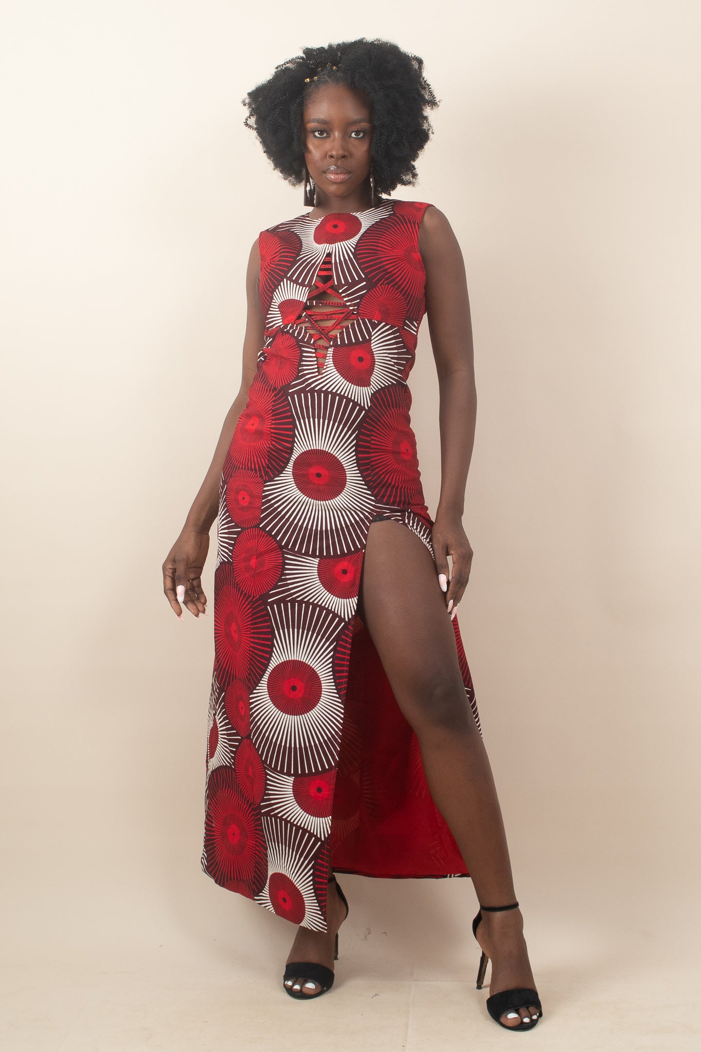 fitted lace wedding dress ARIRE ANKARA RED DRESS – Aden's Wardrobe