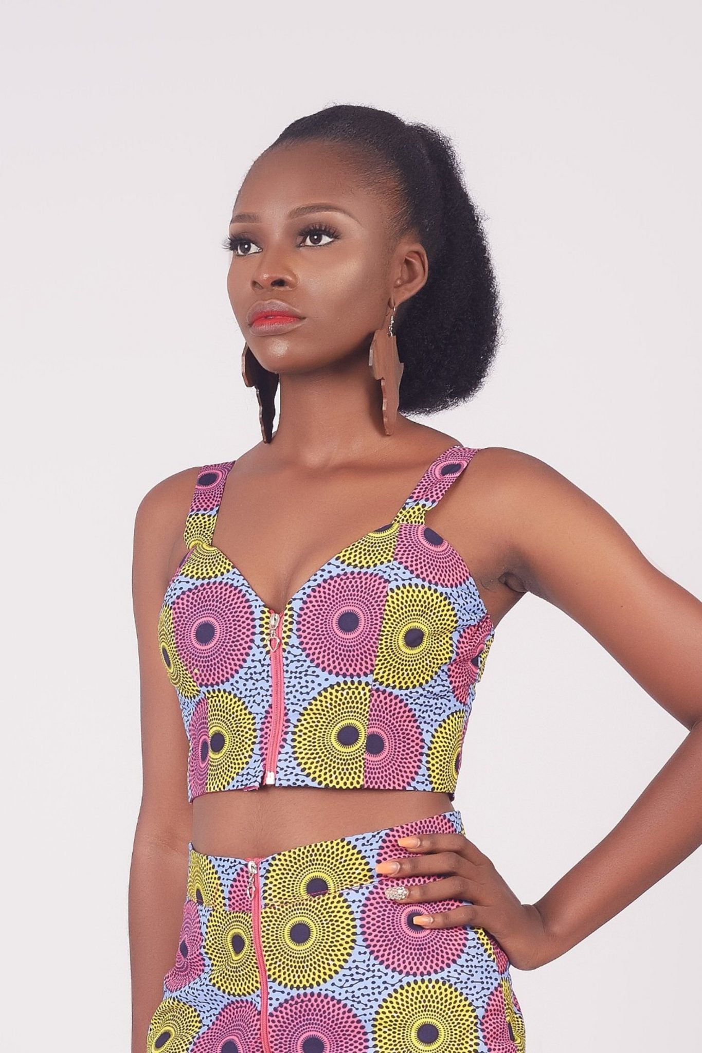 JAITA African Print Ankara Crop Top with Zip Front