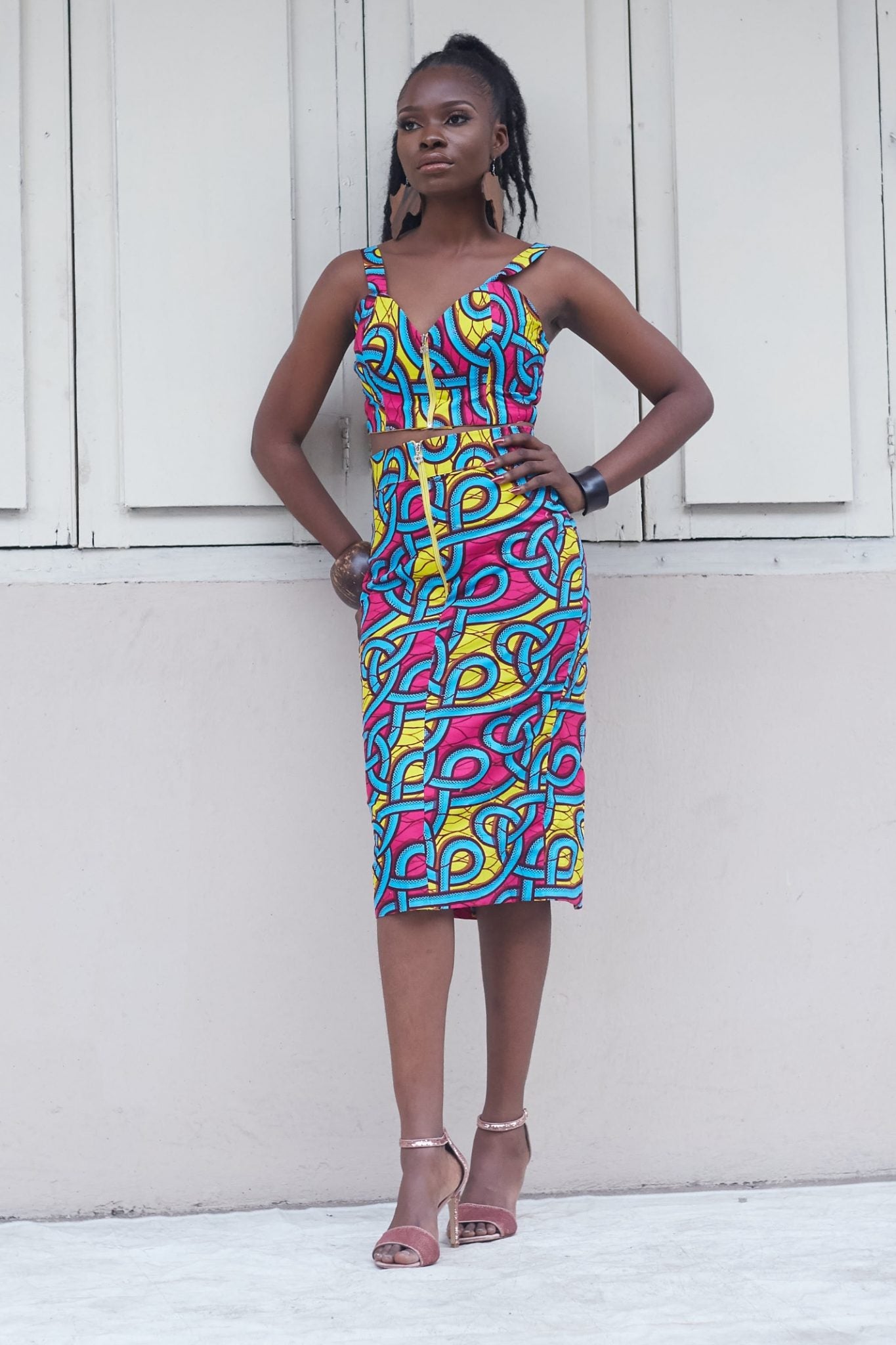 KALI African Print Ankara Crop Top with Zip Front