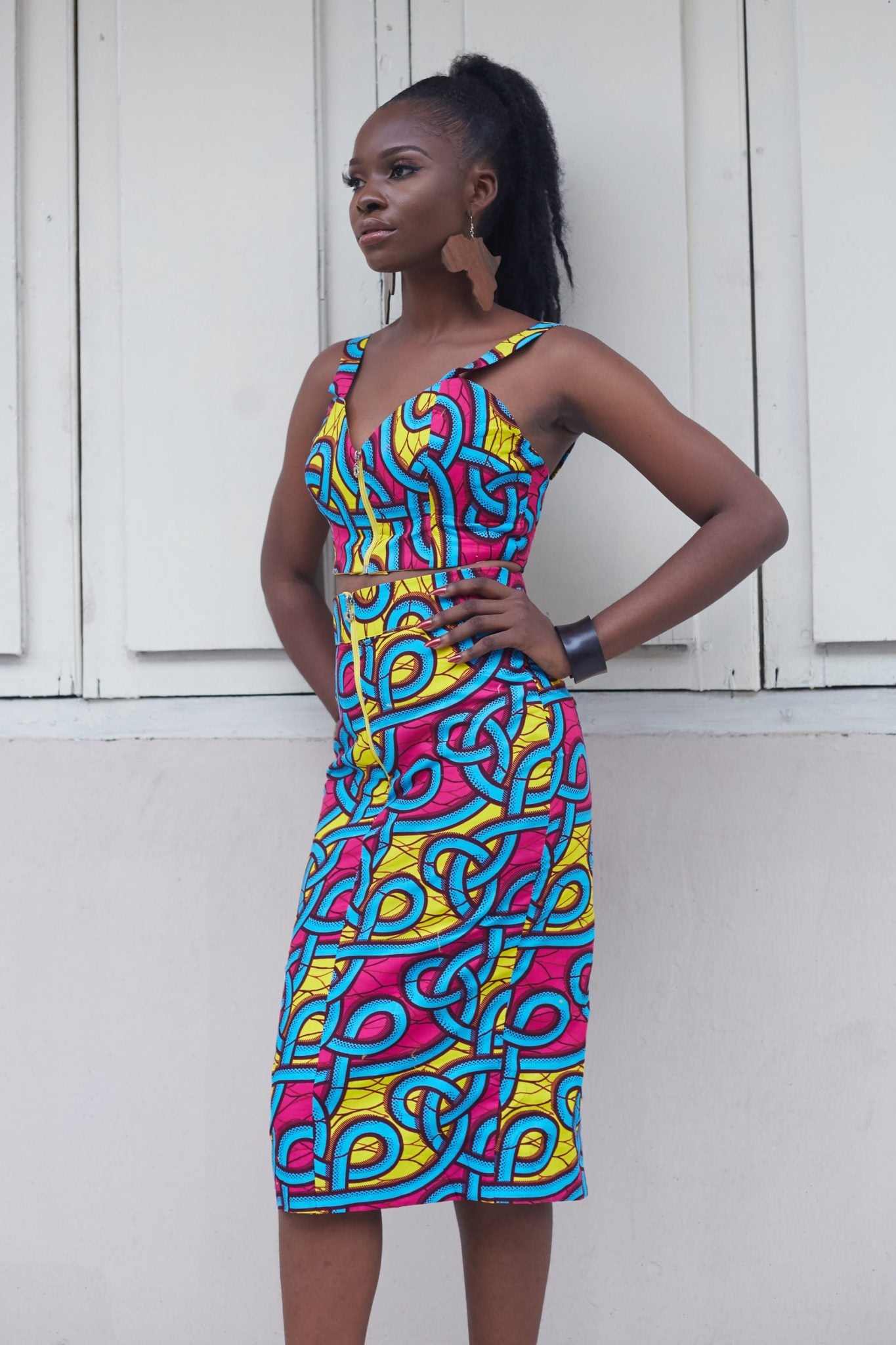KALI African Print Ankara Crop Top with Zip Front