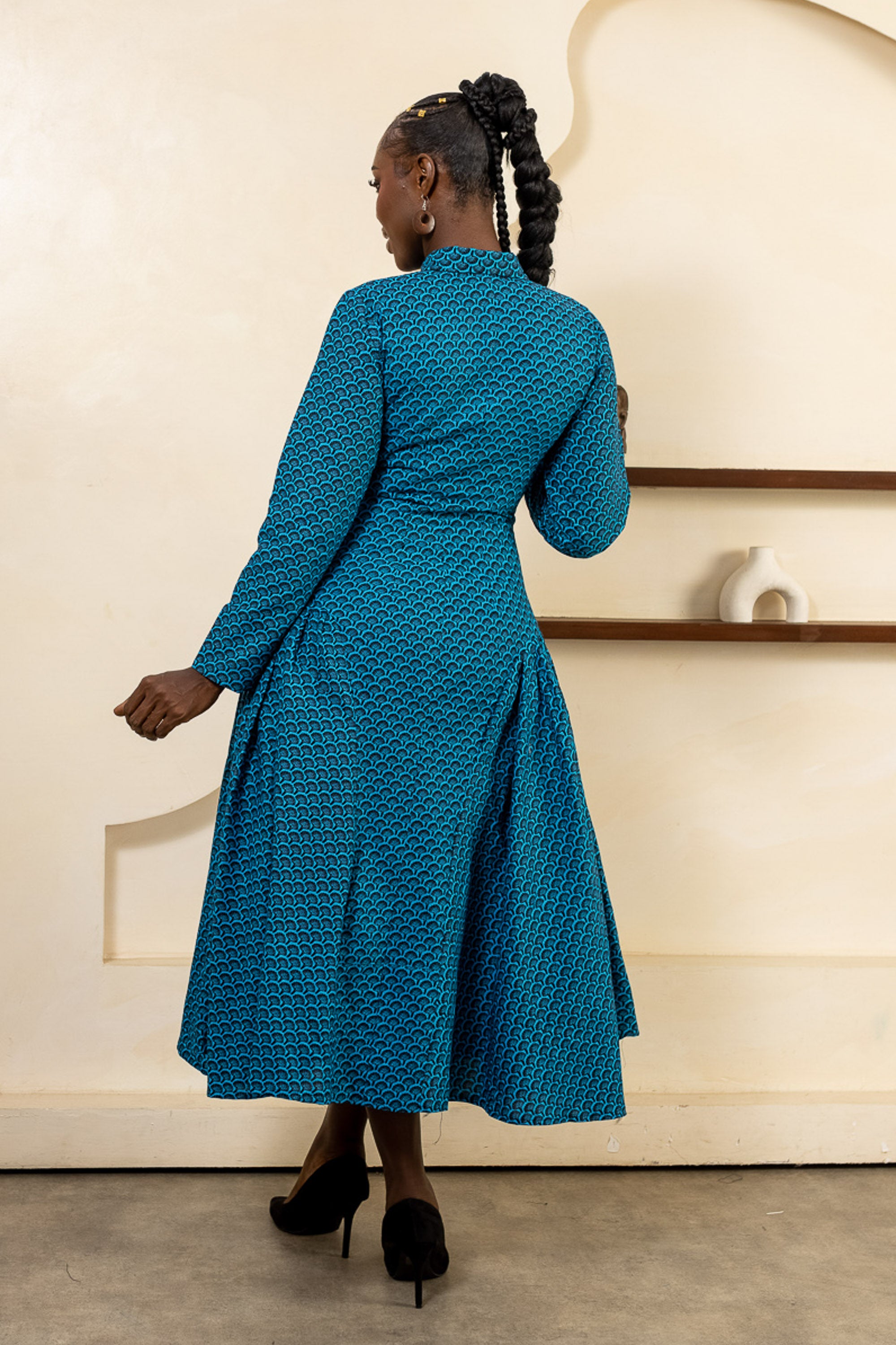 KAMSI Ankara Midi Shirt Dress - Women
