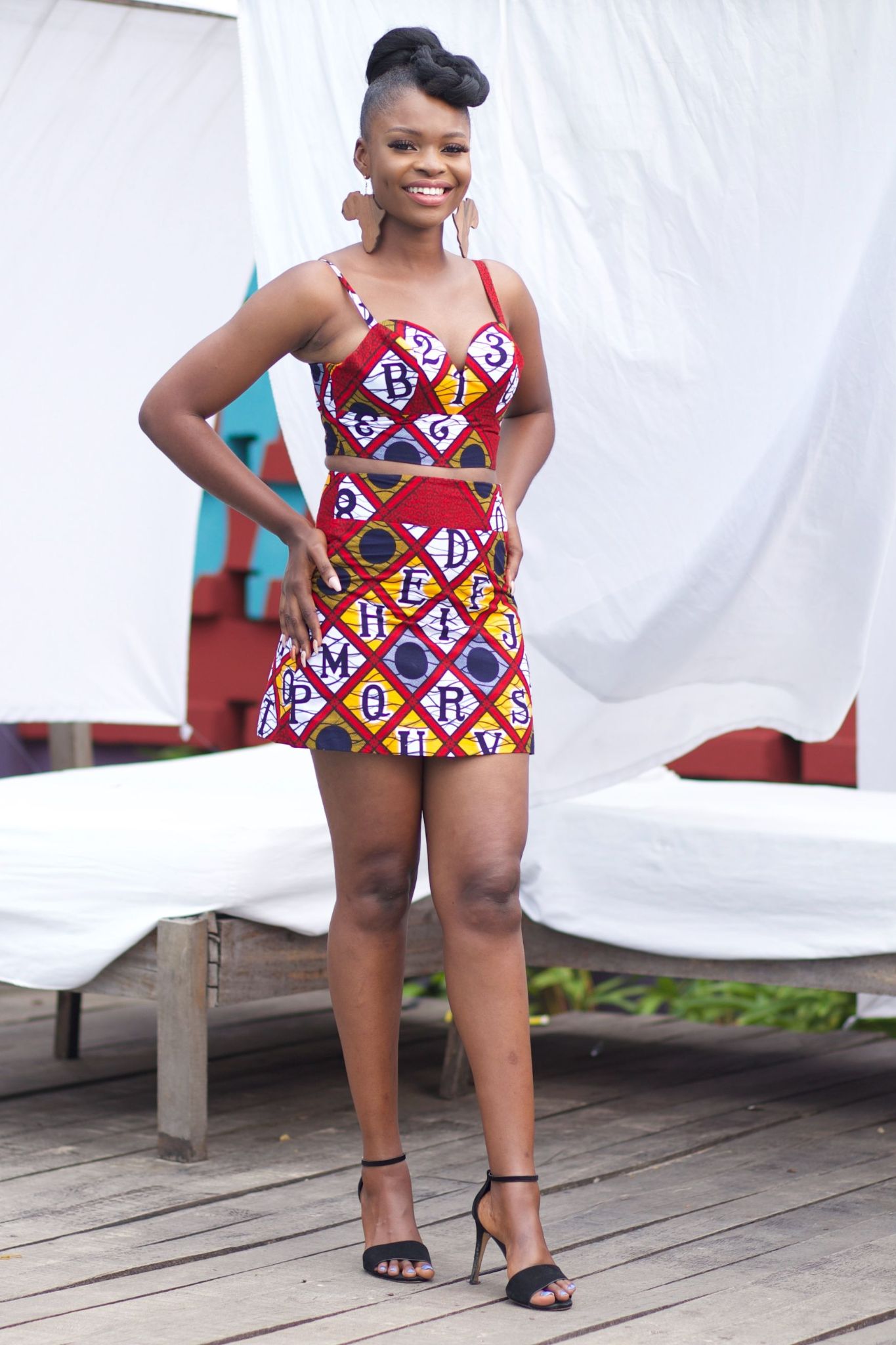 KASARACHI African Print Ankara A Line Mini Skirt (Red)