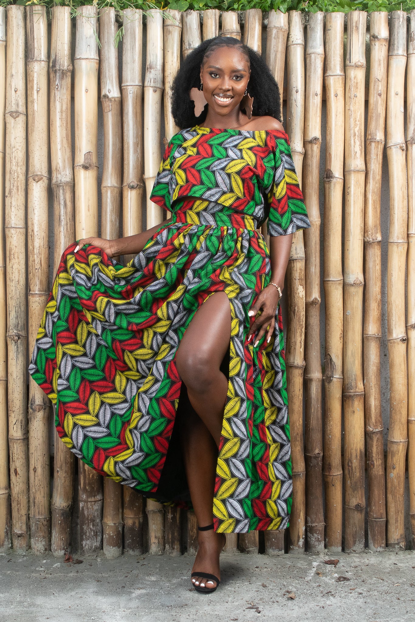 KEFIRAH African Print Ankara Maxi Skirt with Side Slit