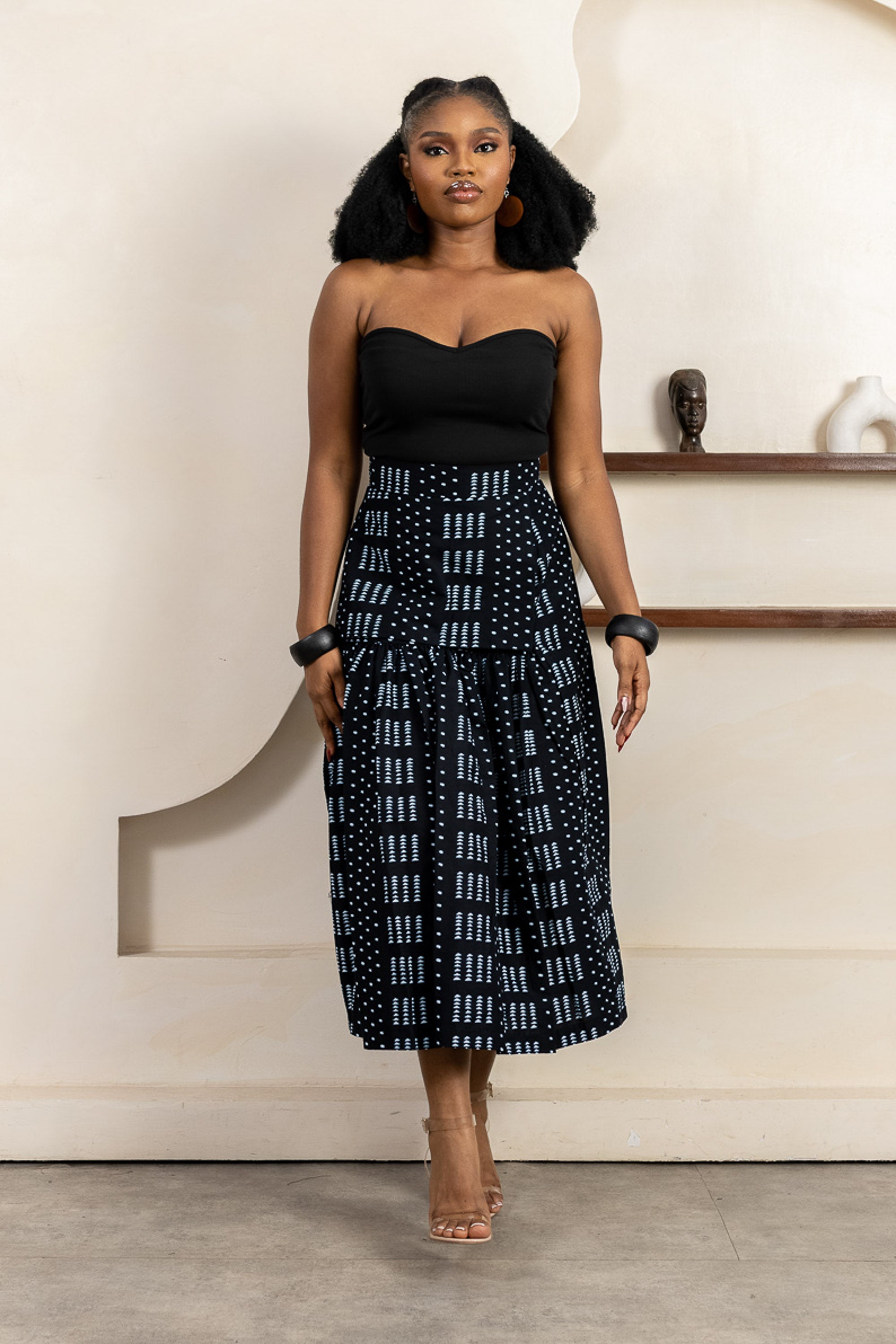 KELE Ankara Midi Apron Skirt - Women