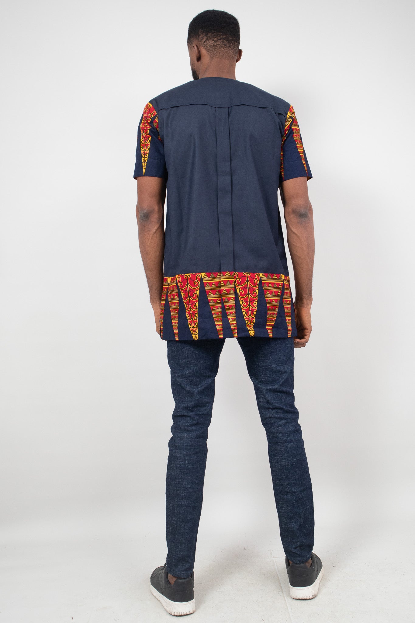 KELLAN African Print Ankara Short Sleeve Shirt, Blue