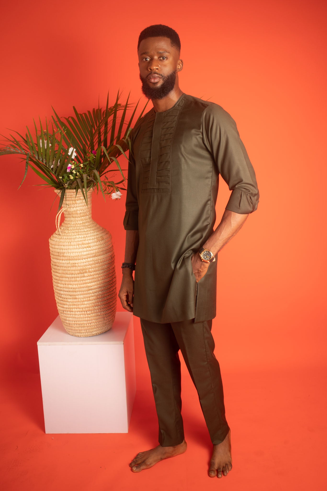 BWANA African Suit, Khaki Green