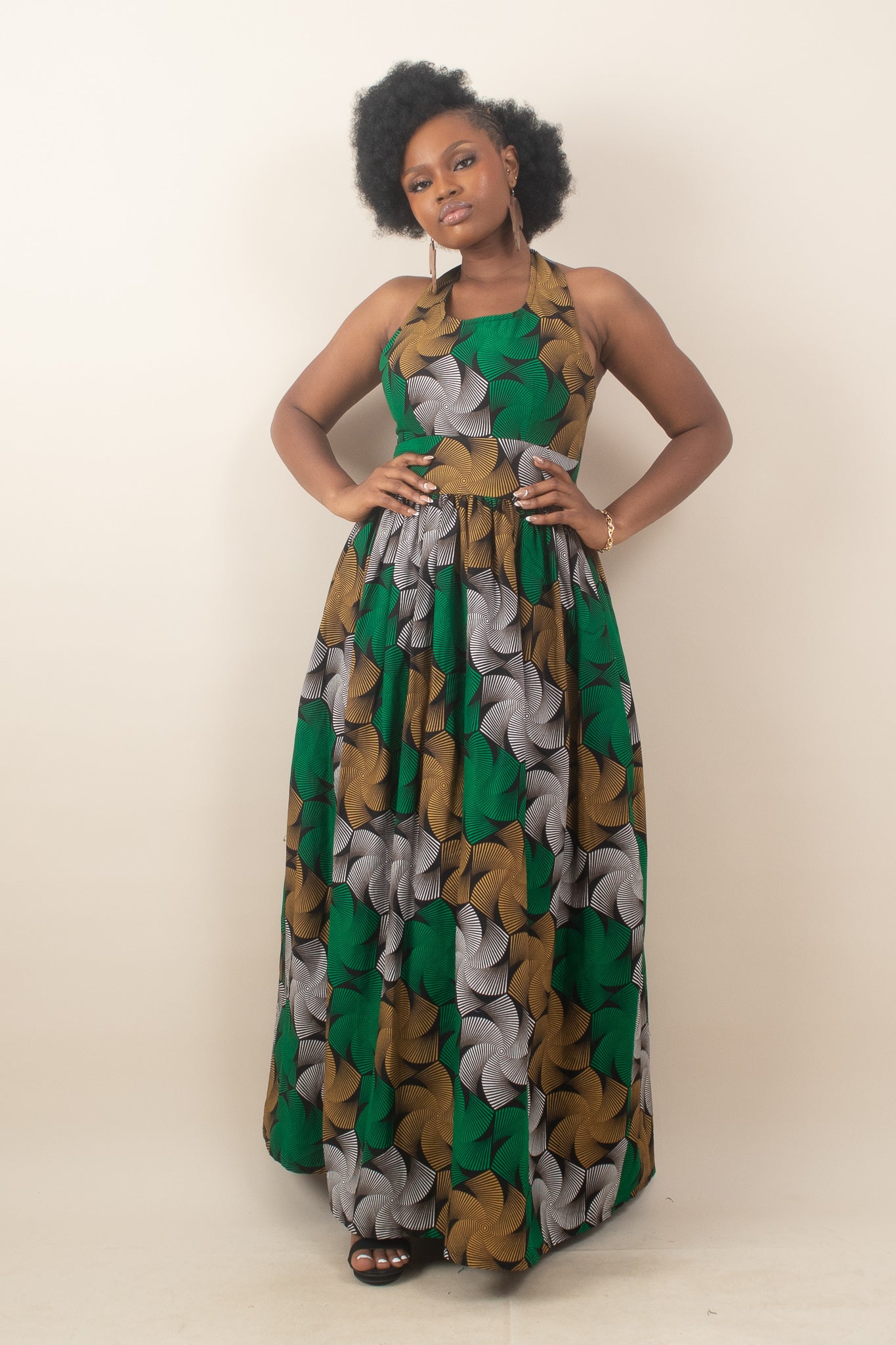 KIKE African Print Maxi Dress, Green