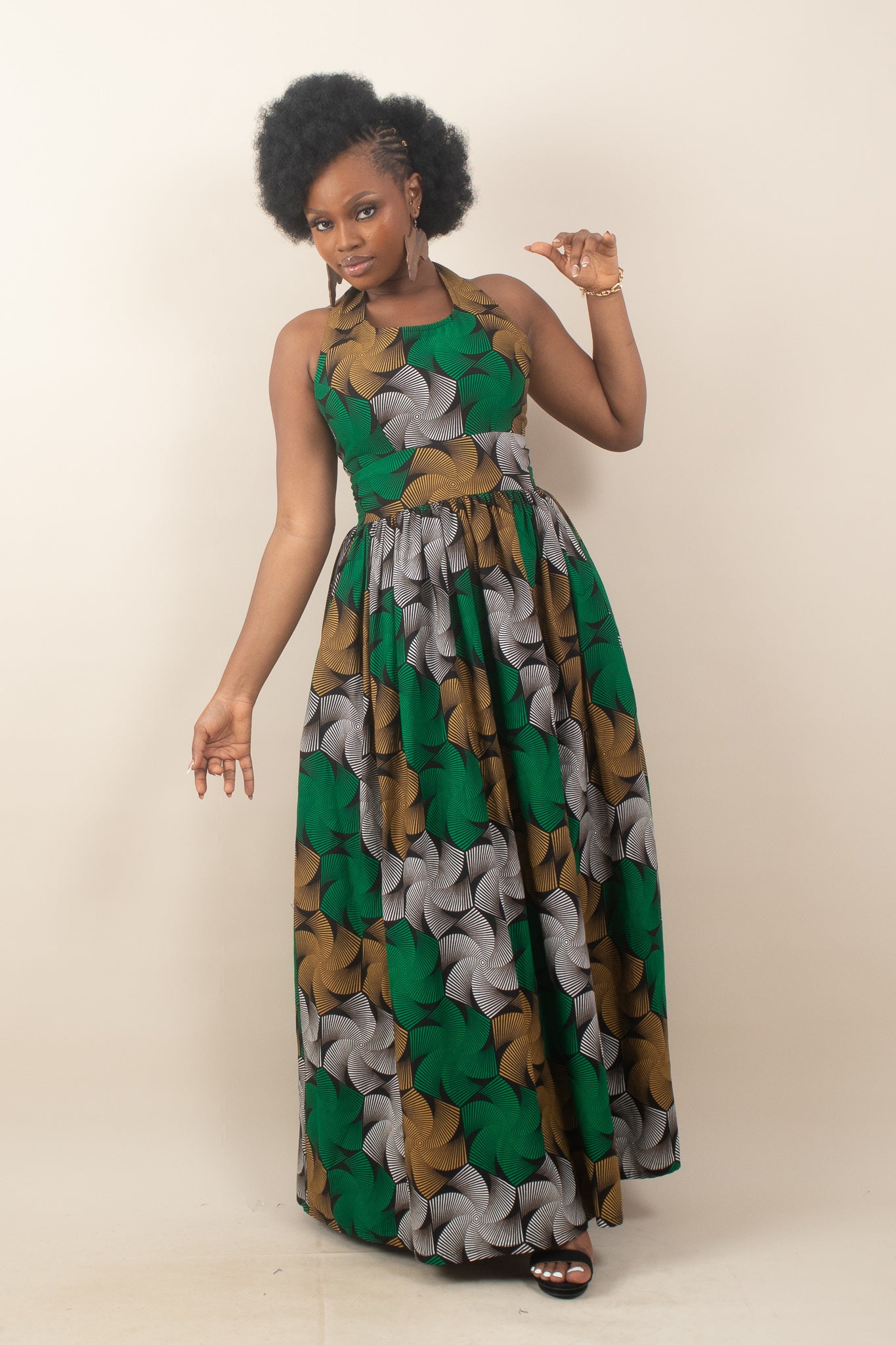 KIKE African Print Maxi Dress, Green