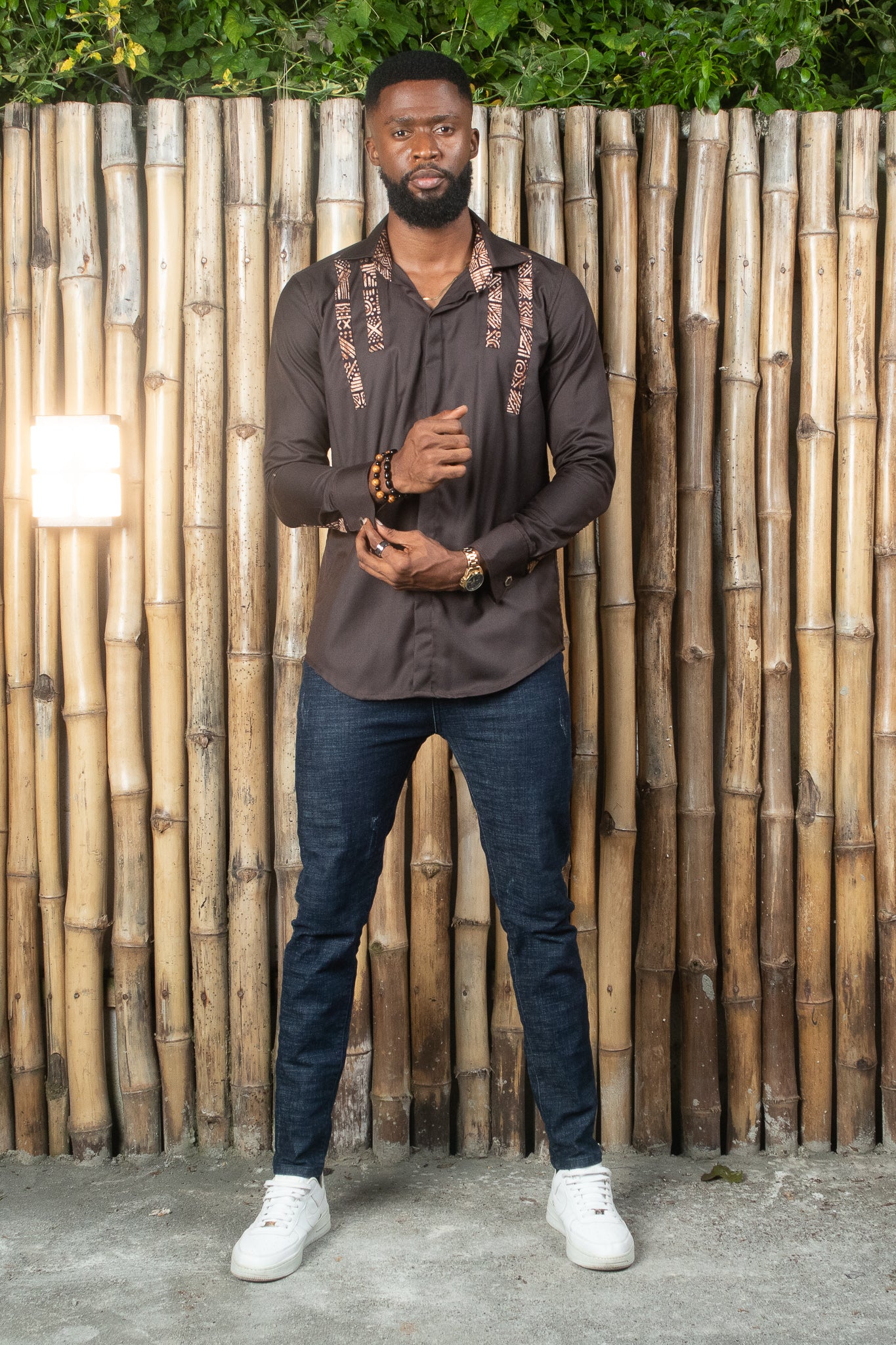 LEKAN African Print Shirt, Brown
