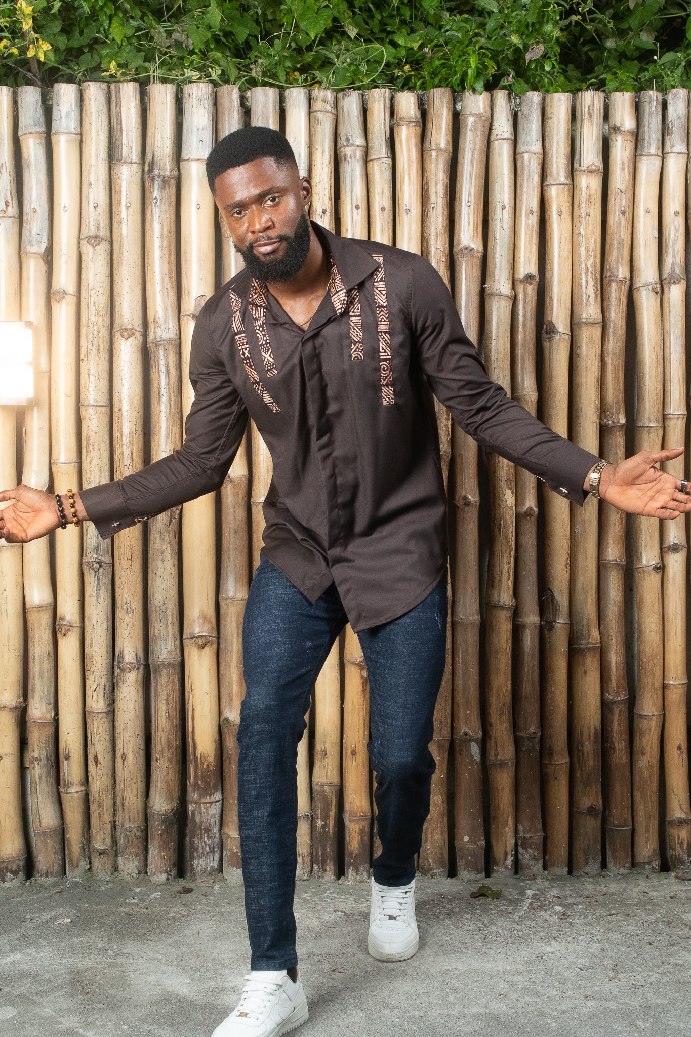 LEKAN African Print Shirt, Brown