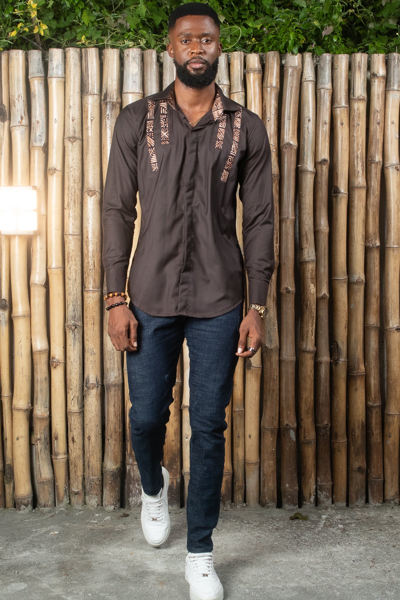 LEKAN African Print Shirt, Brown