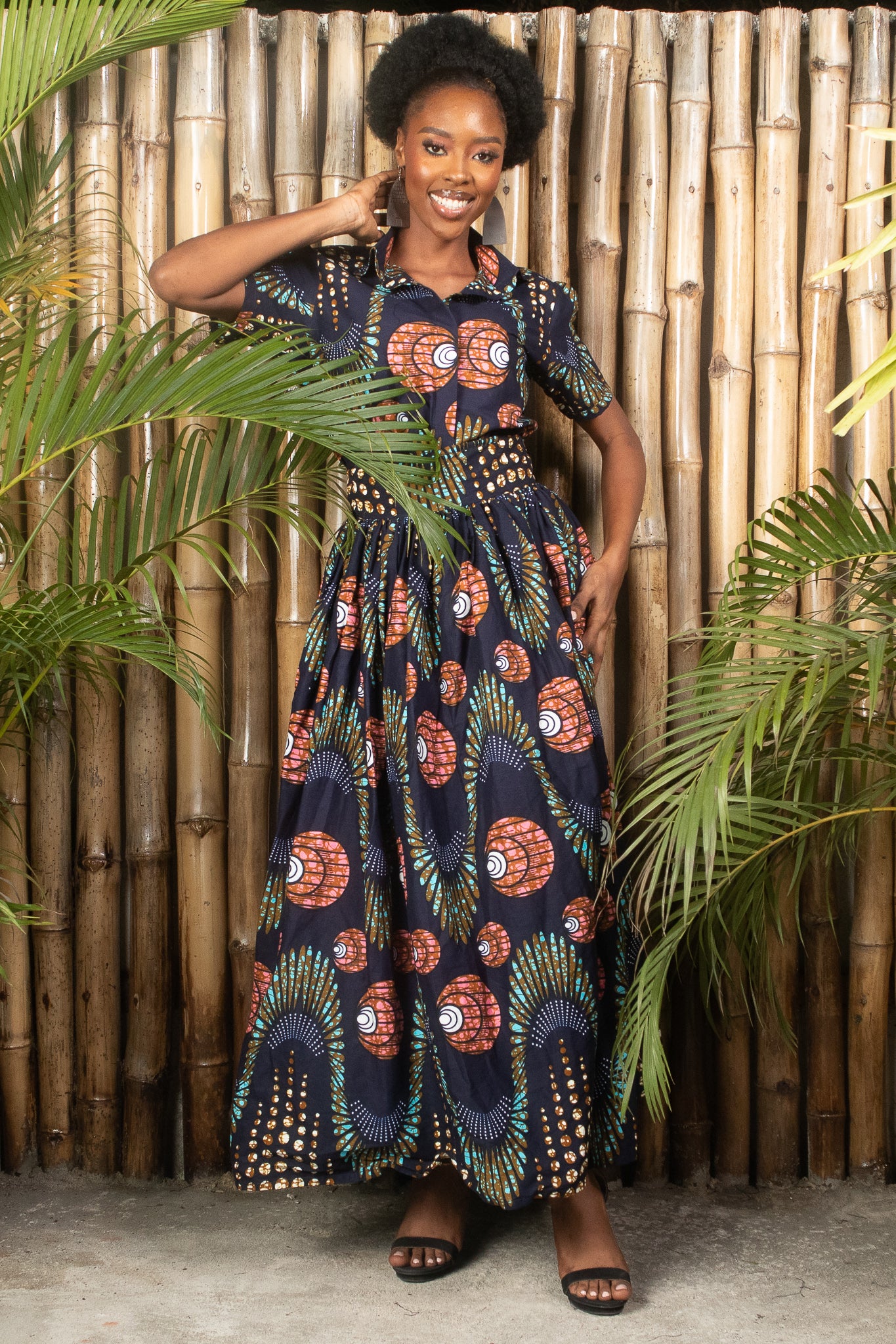 MALIA African Print Short Sleeve Shirt