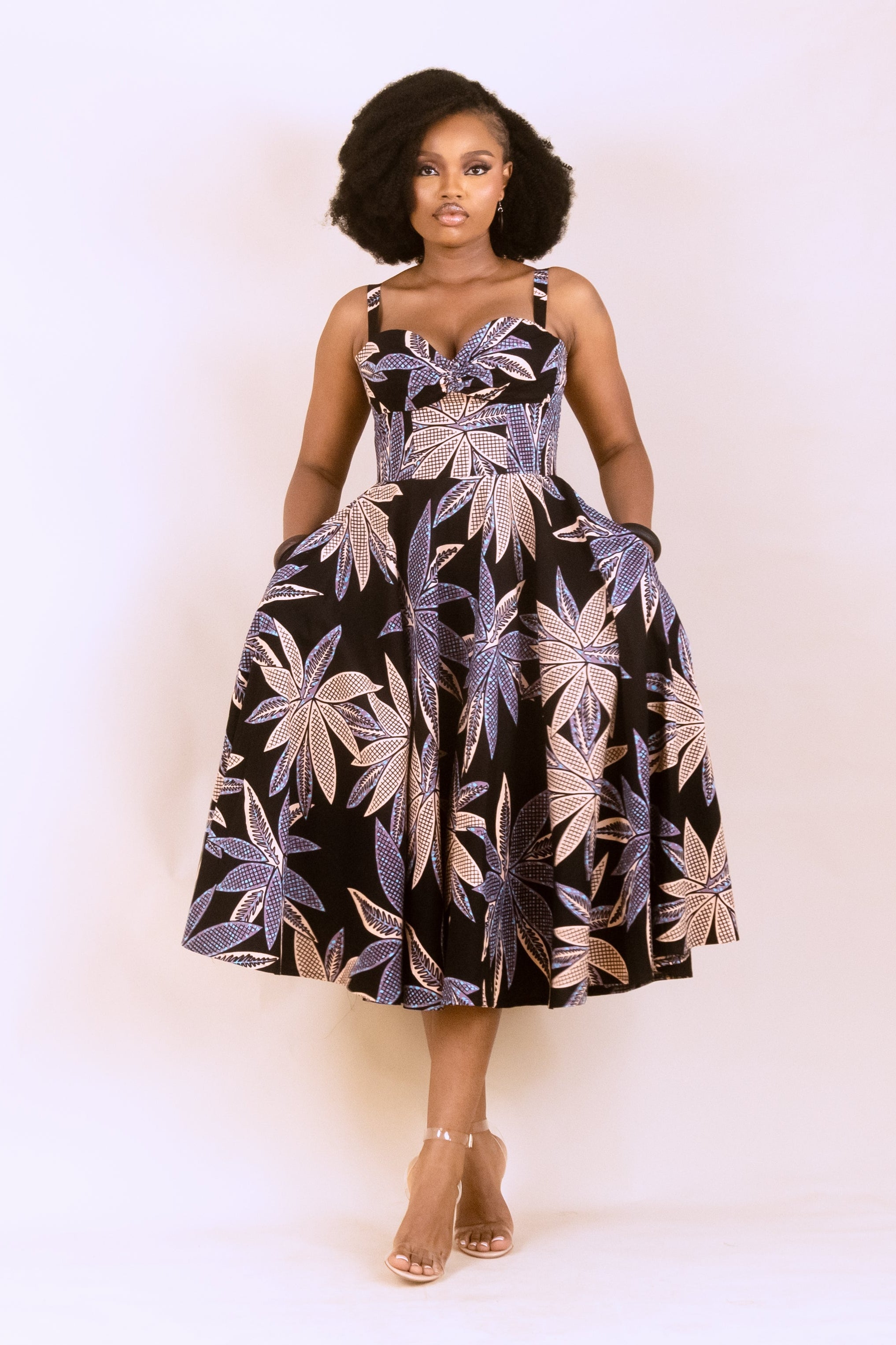 MBALI – Ankara African Print Flared Midi Dress