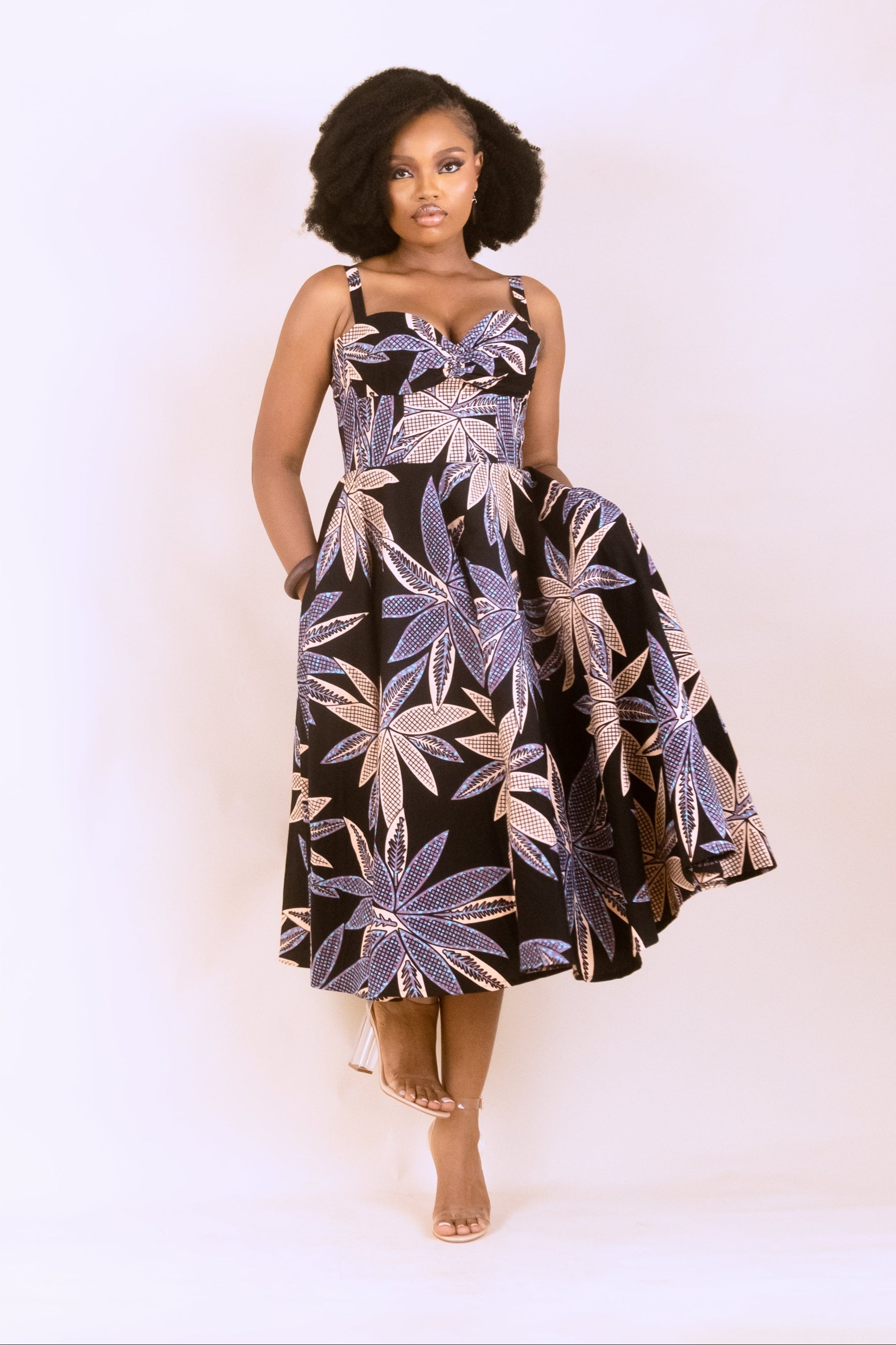 MBALI – Ankara African Print Flared Midi Dress