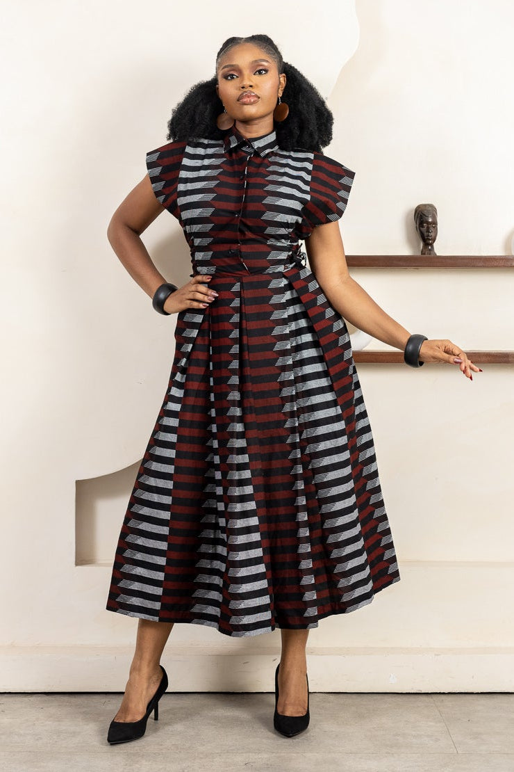 MOYA Ankara Midi Shirt Dress - Women