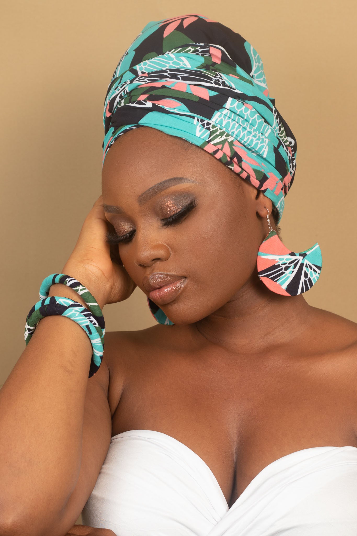 NAEEMAH Ankara Half Moon Earrings