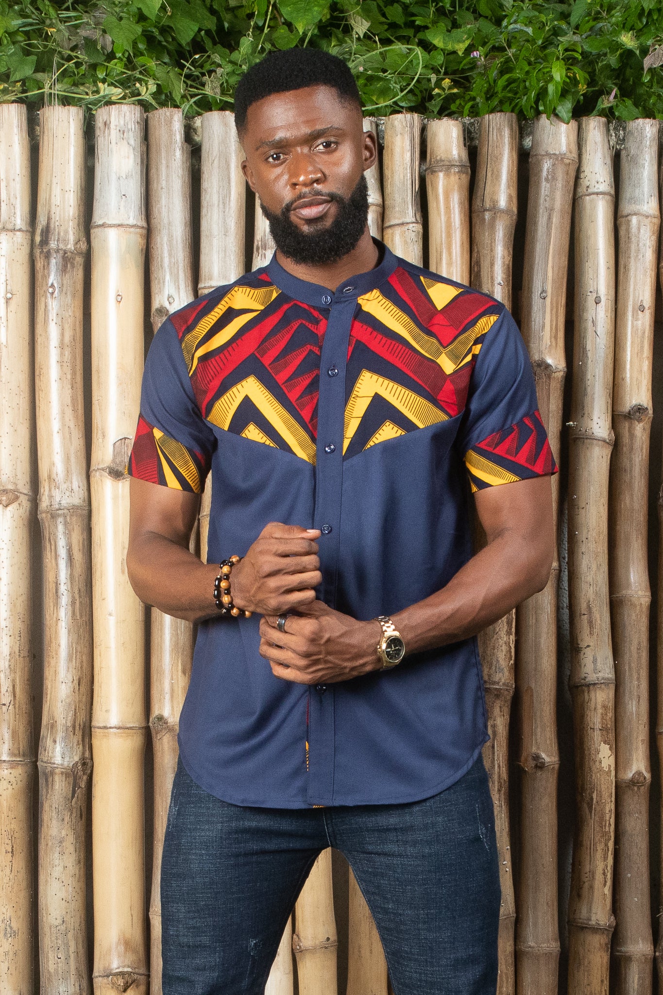 NKEM African Print Ankara Shirt, Blue