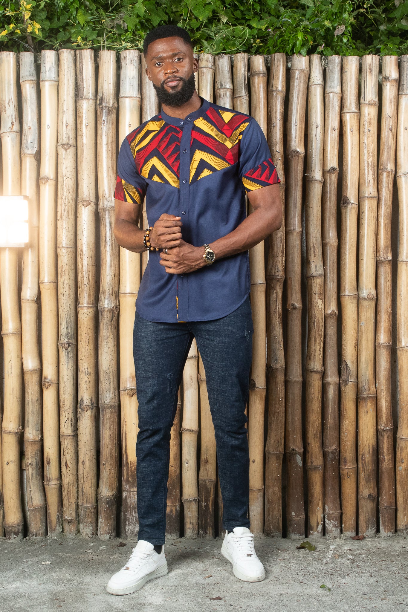 NKEM African Print Ankara Shirt, Blue