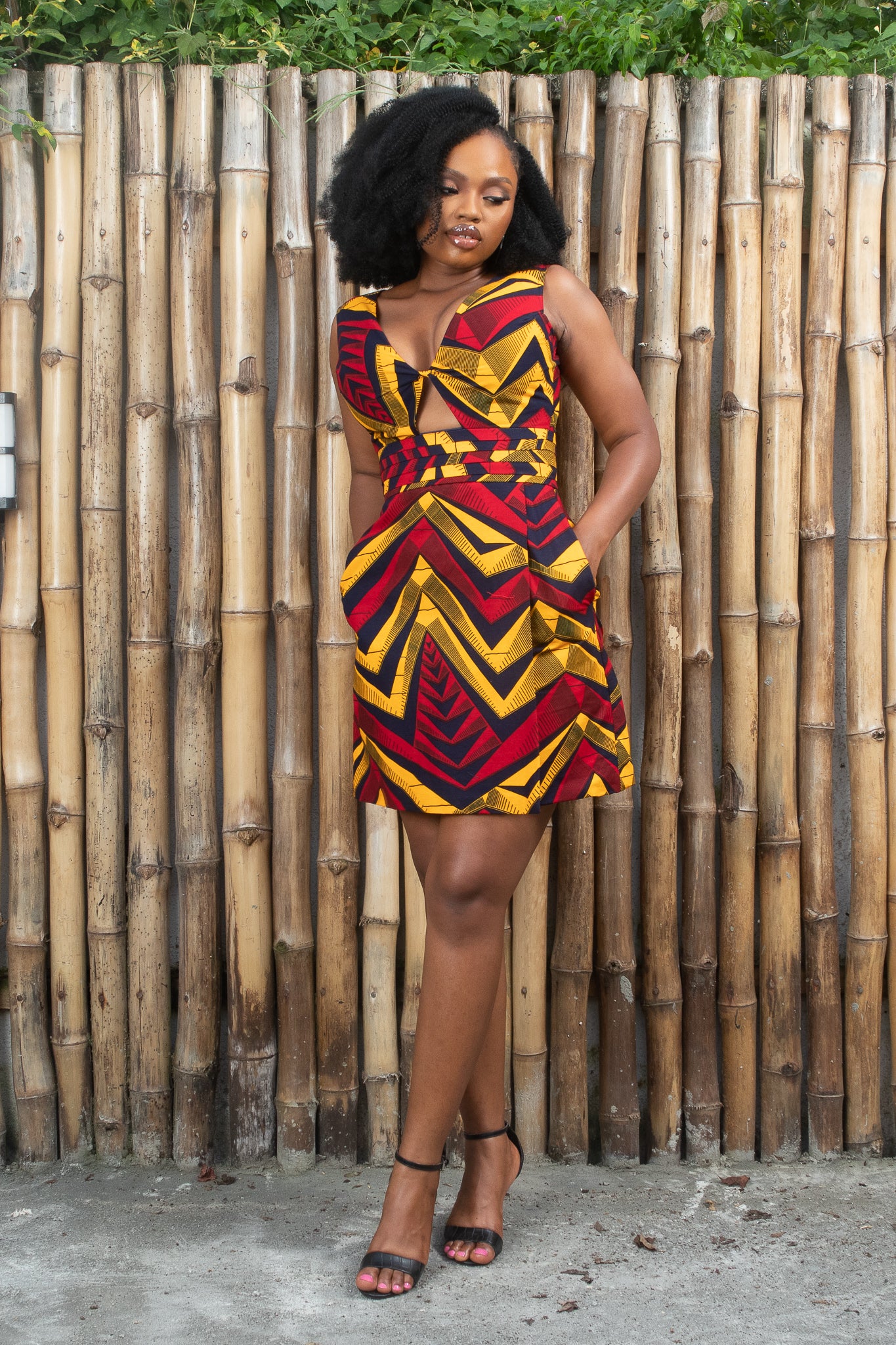NKEM African Print Ankara Mini Wrap Dress