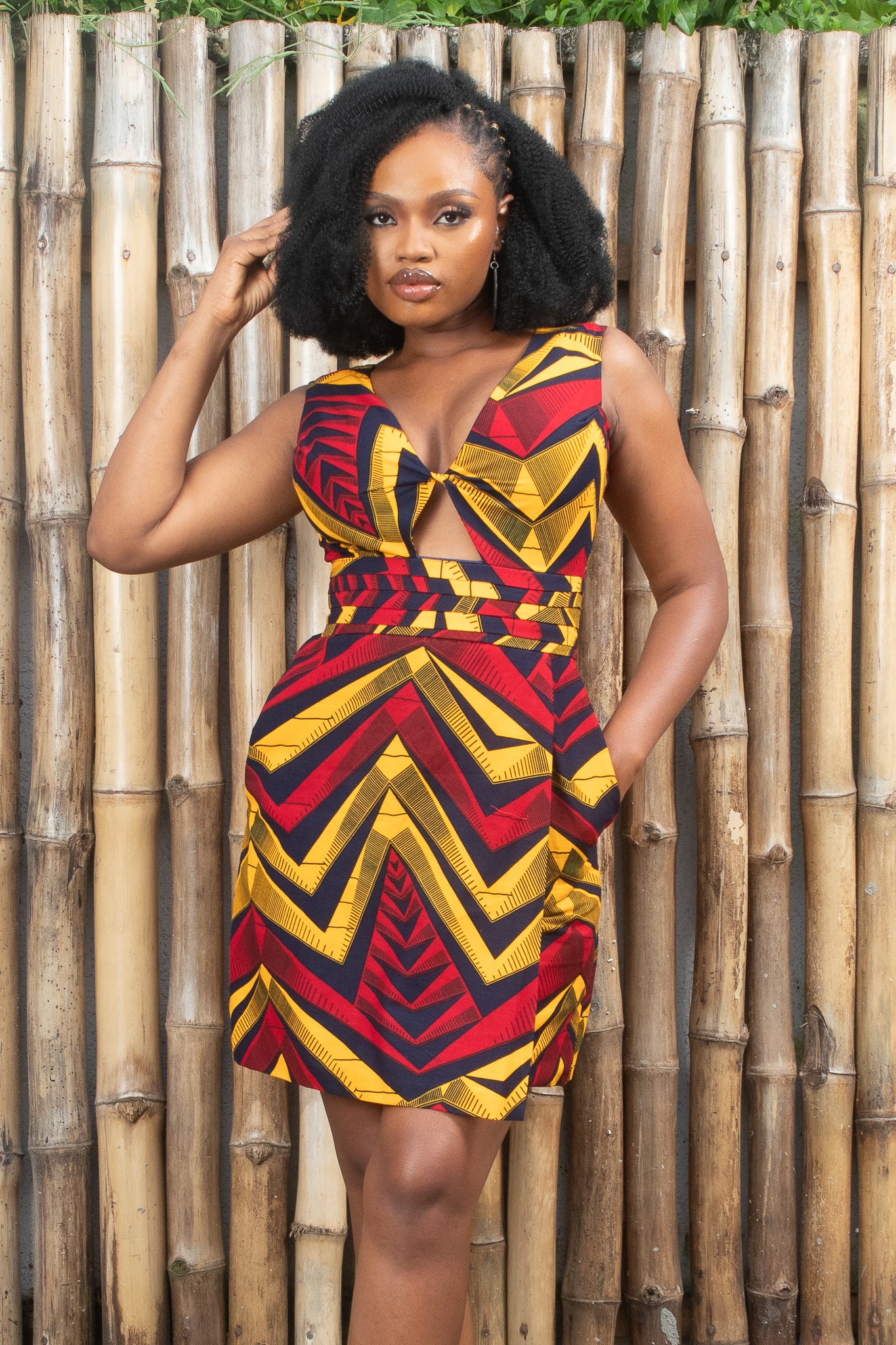 NKEM African Print Ankara Mini Wrap Dress
