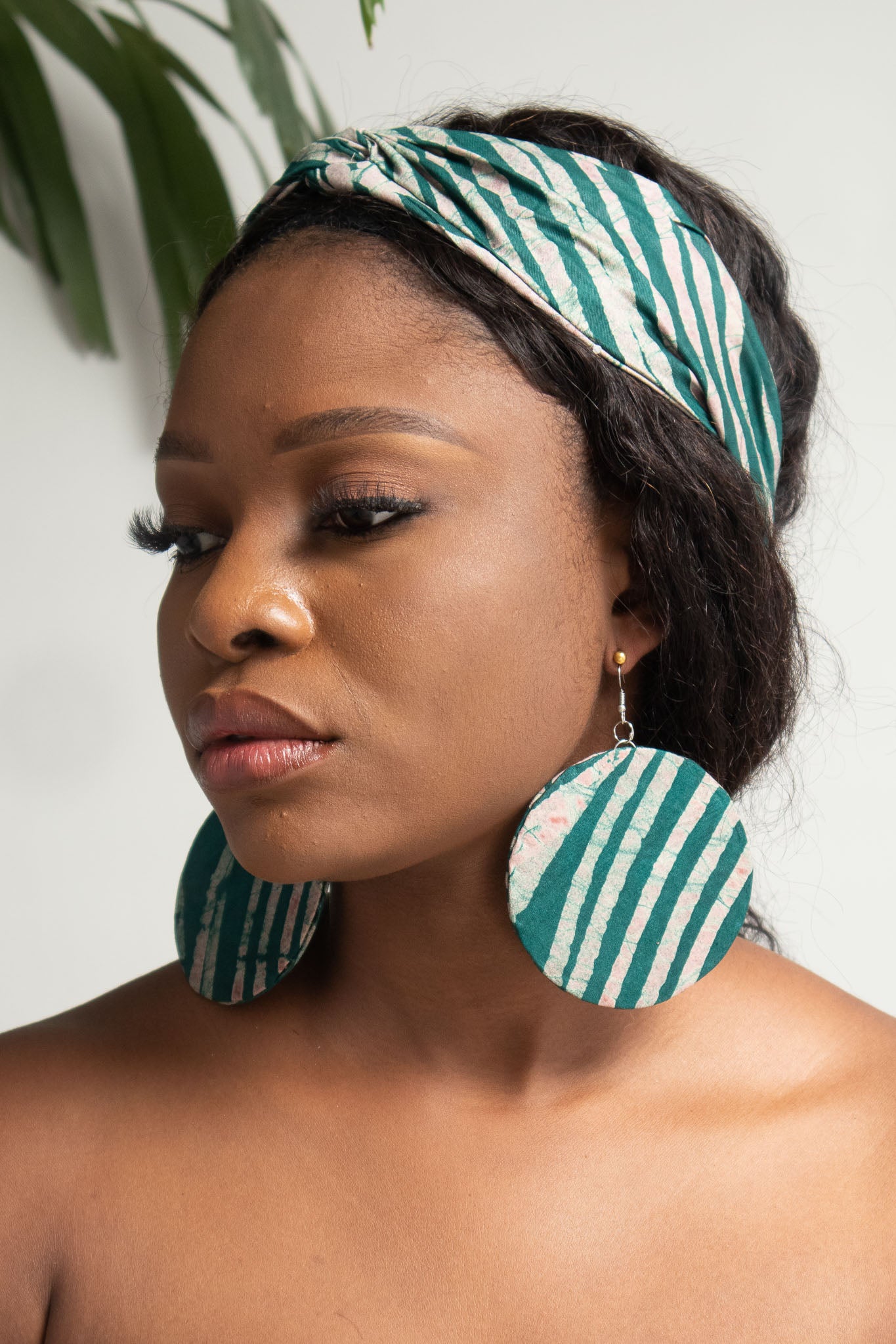 NOMUSA Raffia Circle Earrings — African print earring by Naborhi