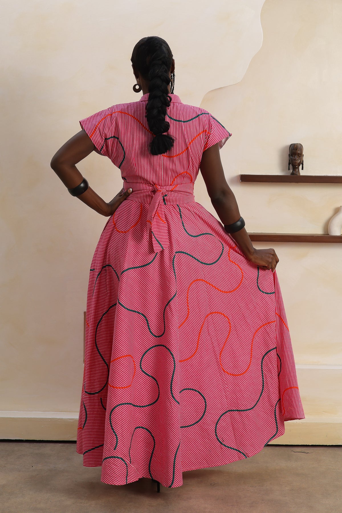 ORI Stripe Cap Sleeve Maxi Shirt Dress - Women
