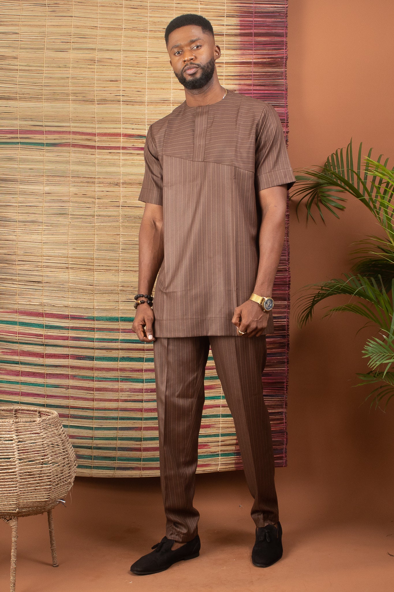 OSHAY African Short Sleeve Trouser Suit