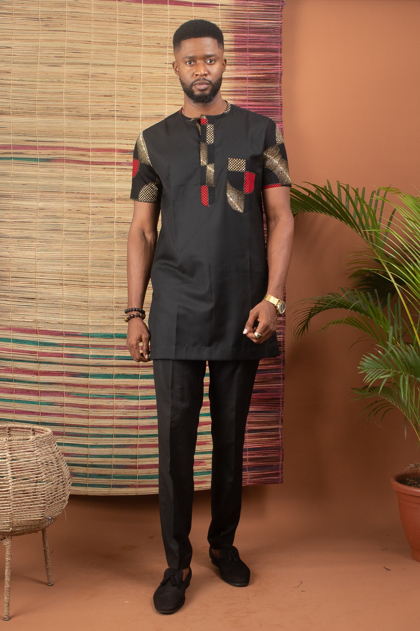 OVIE African Short Sleeve Trouser Suit