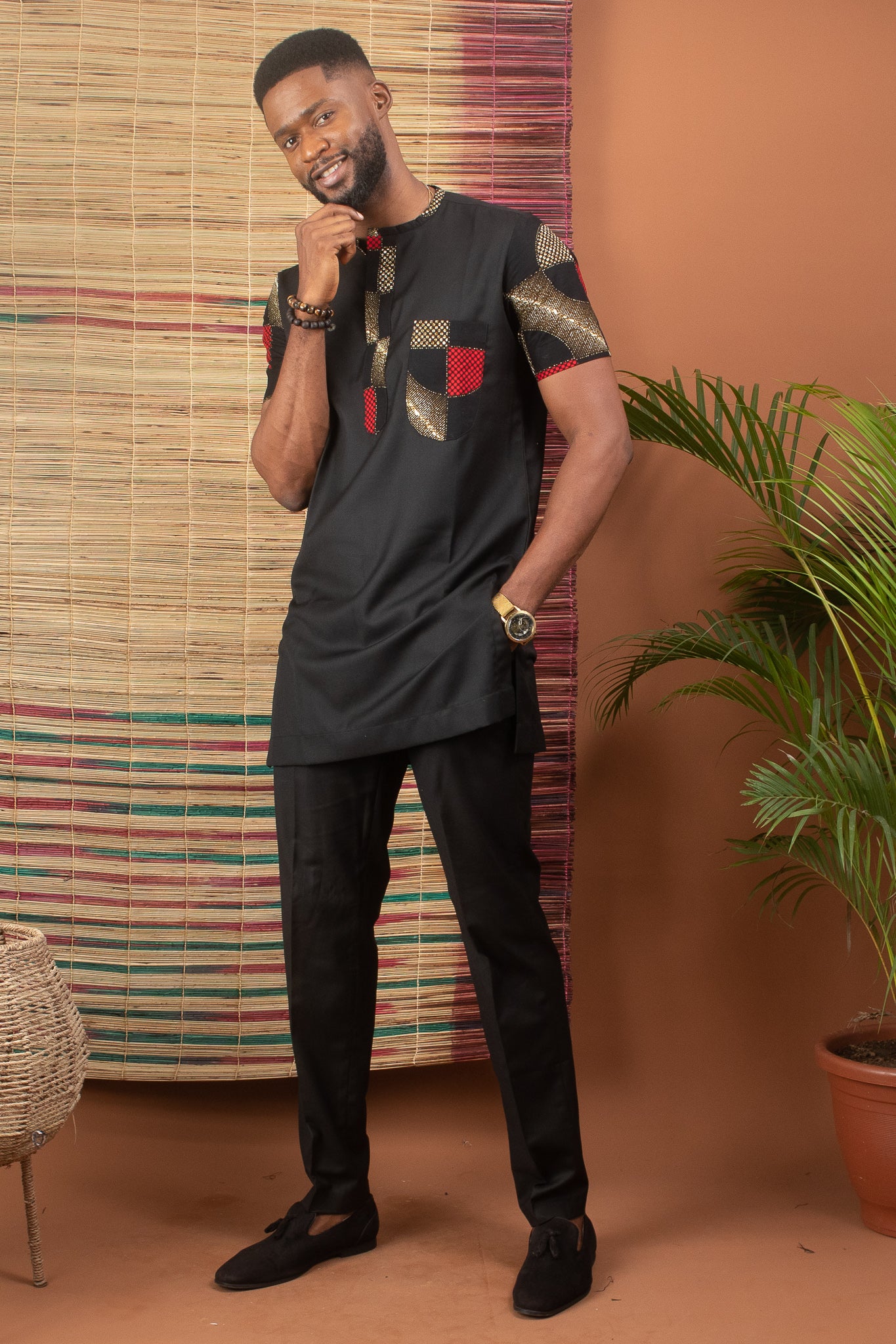 OVIE African Short Sleeve Trouser Suit