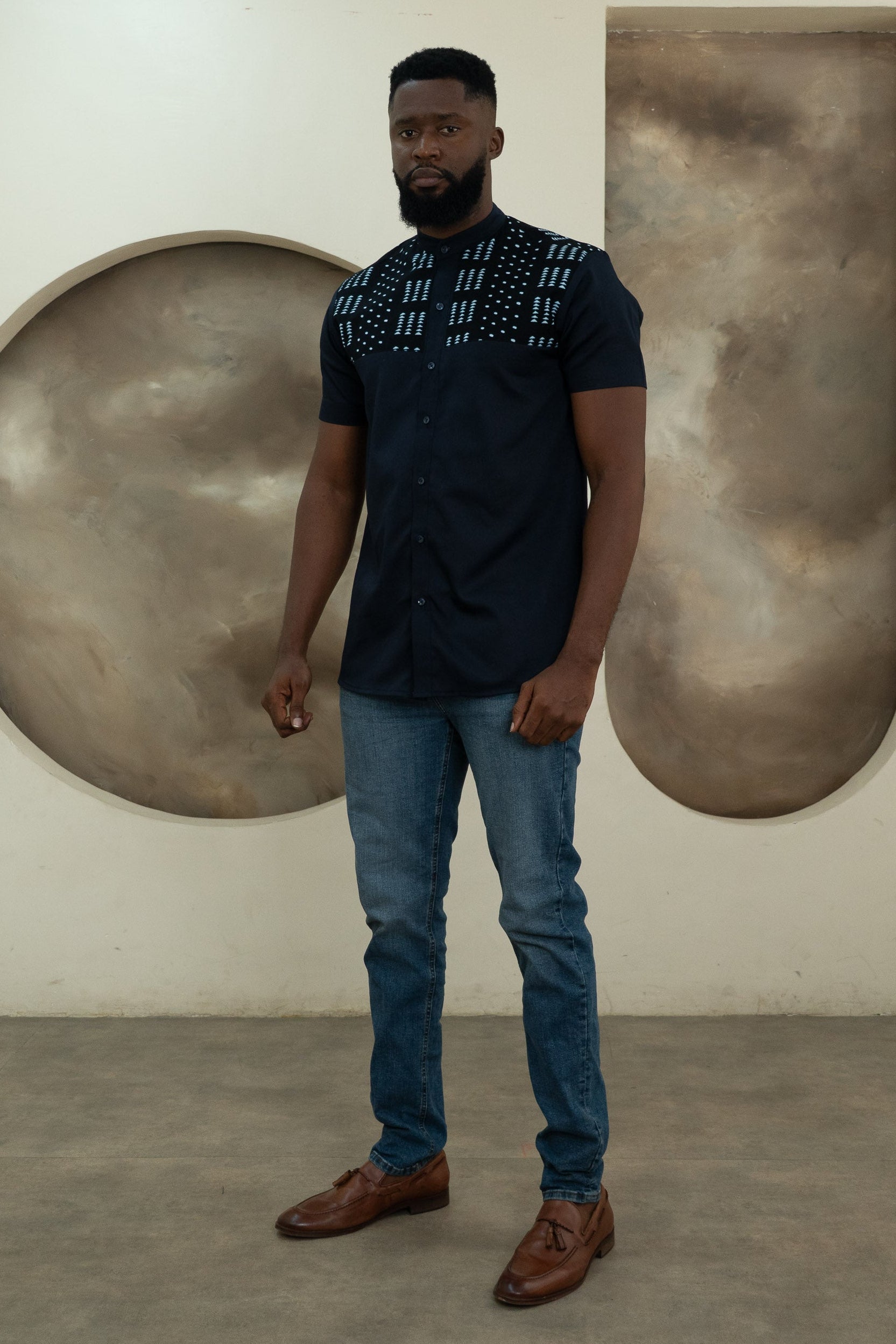 KELE Bishop Collar Ankara Shirt