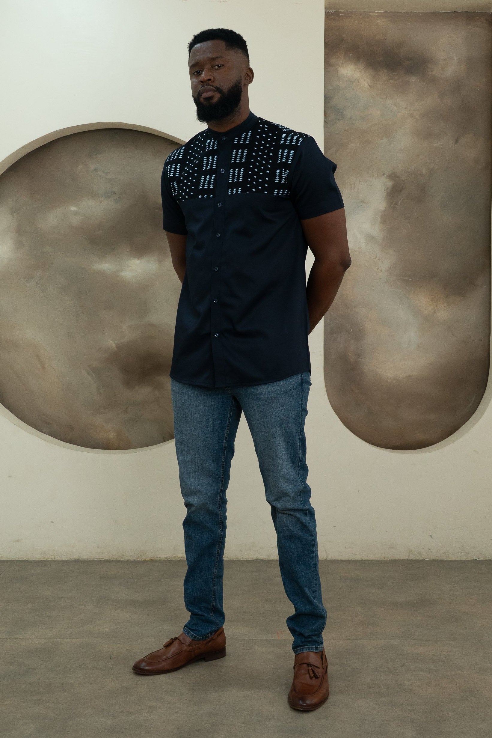 KELE Bishop Collar Ankara Shirt