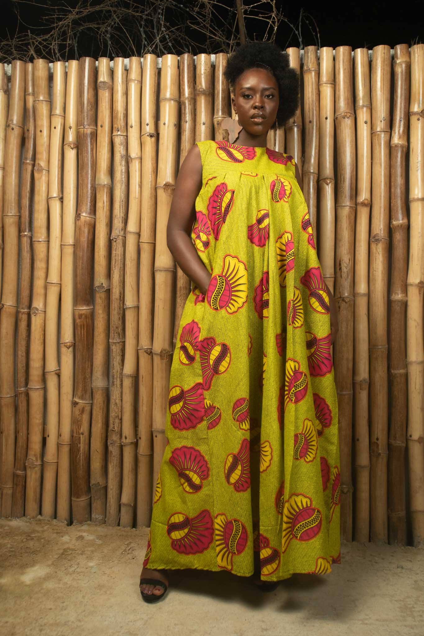 Sample: SALIHA Ankara Maxi Dress - Women (Size UK 10)