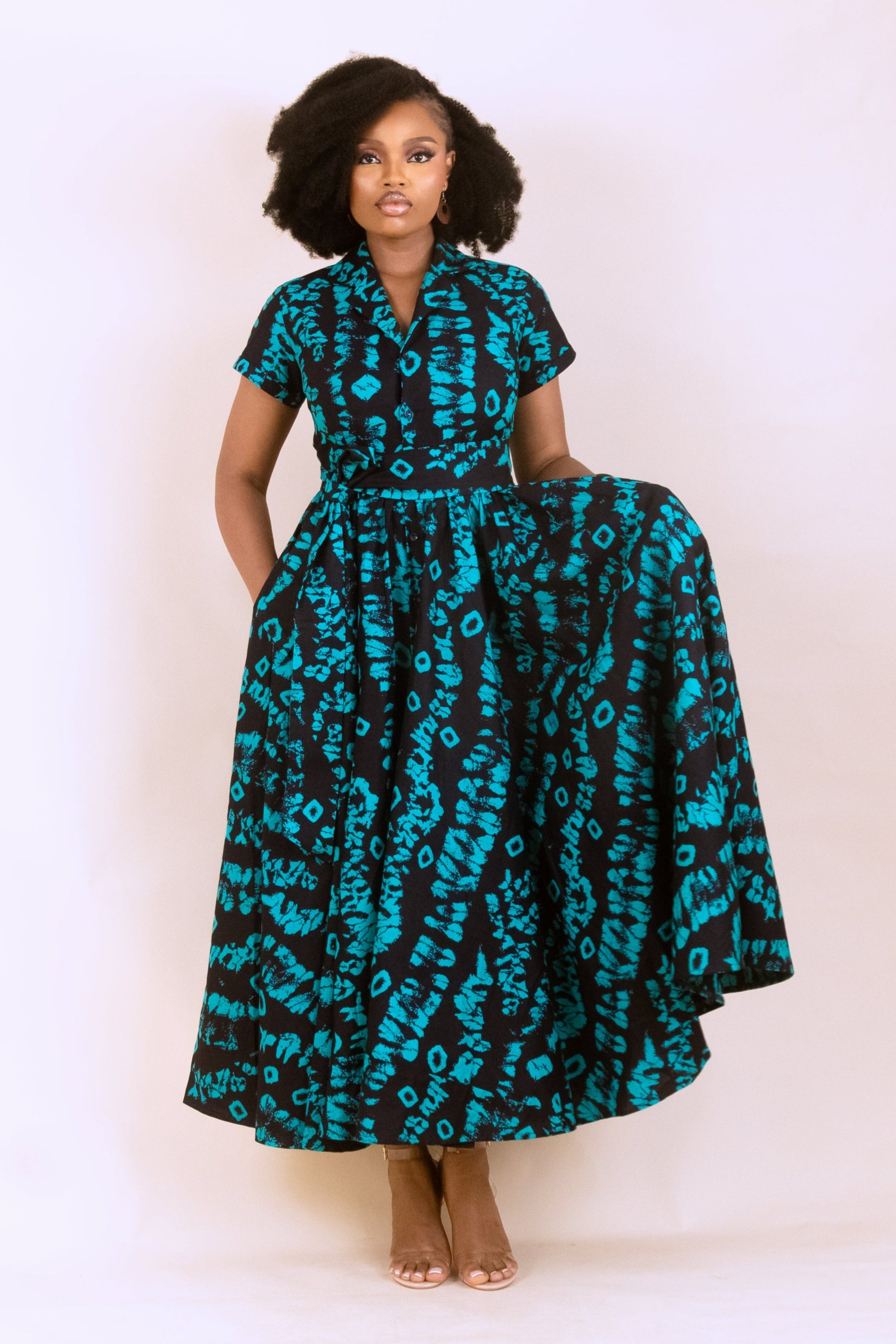SANYU – Ankara African Print Maxi Shirt Dress