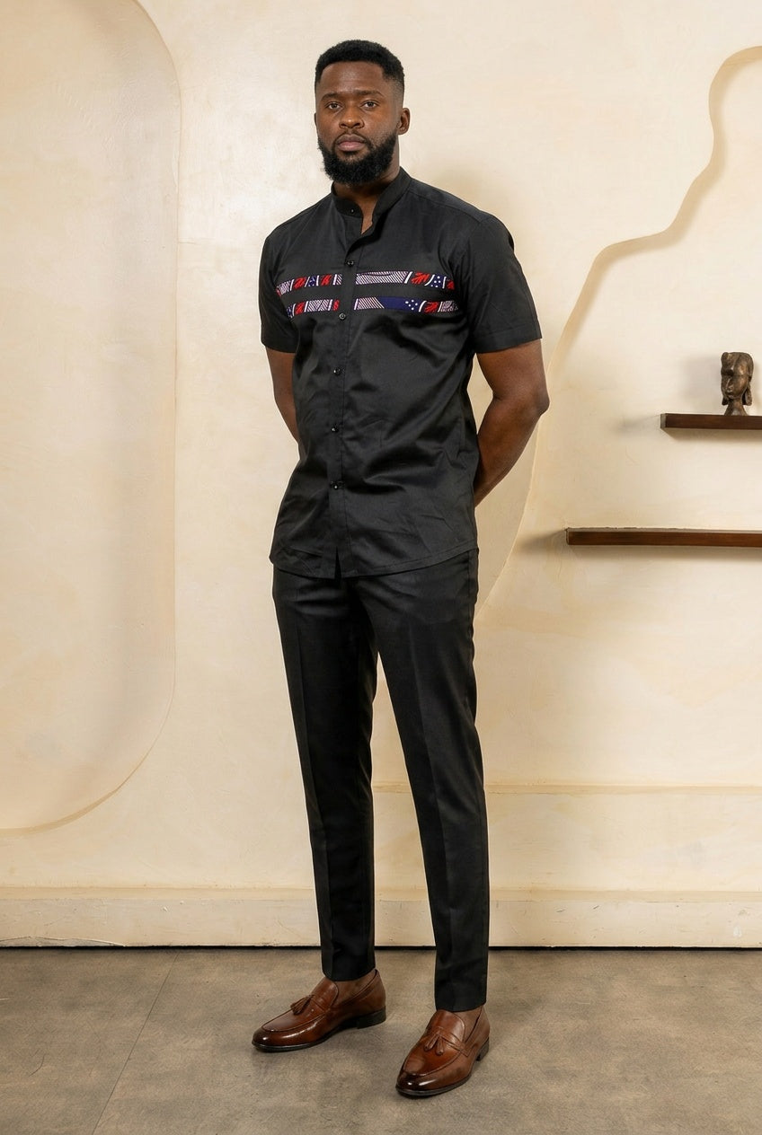 SENI Short Sleeve Ankara Shirt - Men
