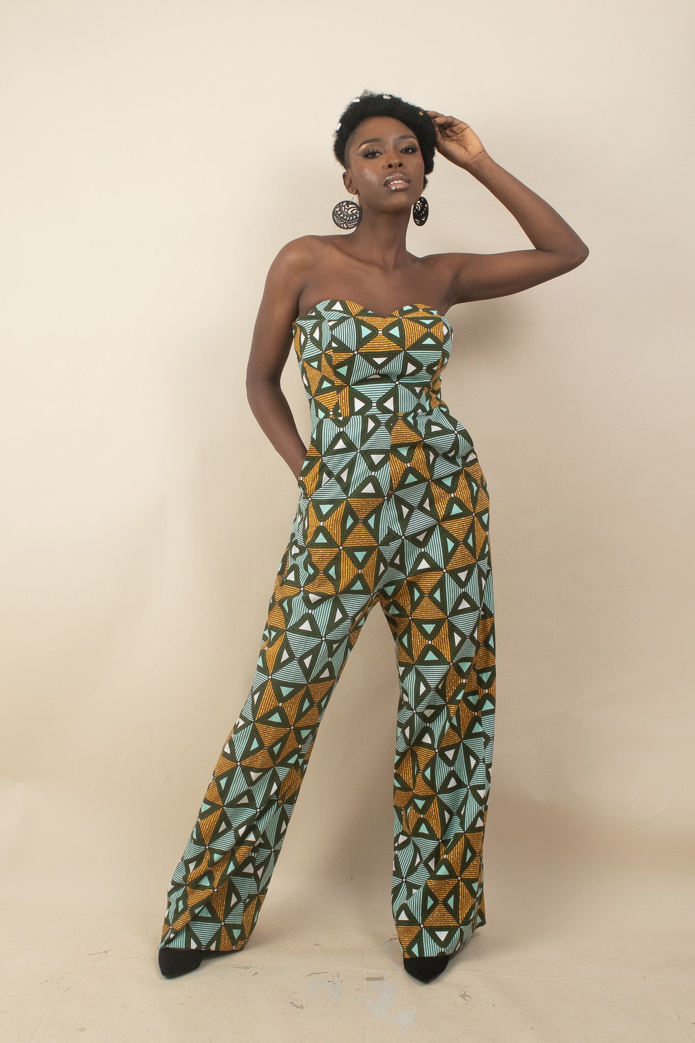 TABIRI African Print Ankara Strapless Jumpsuit