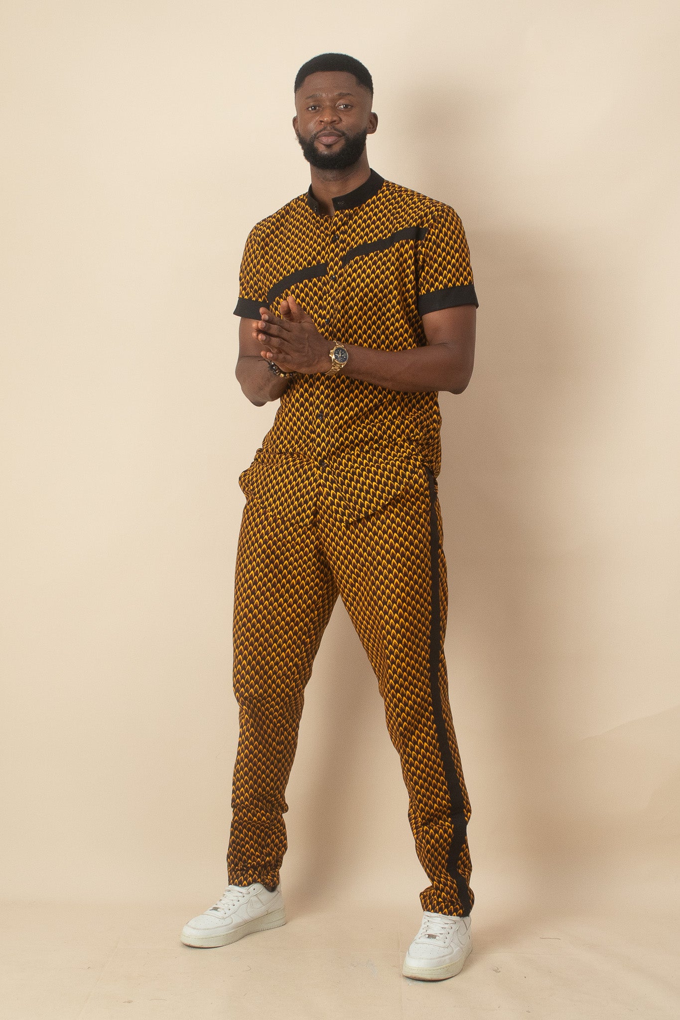 TAJU African Print Ankara Short Sleeve Suit