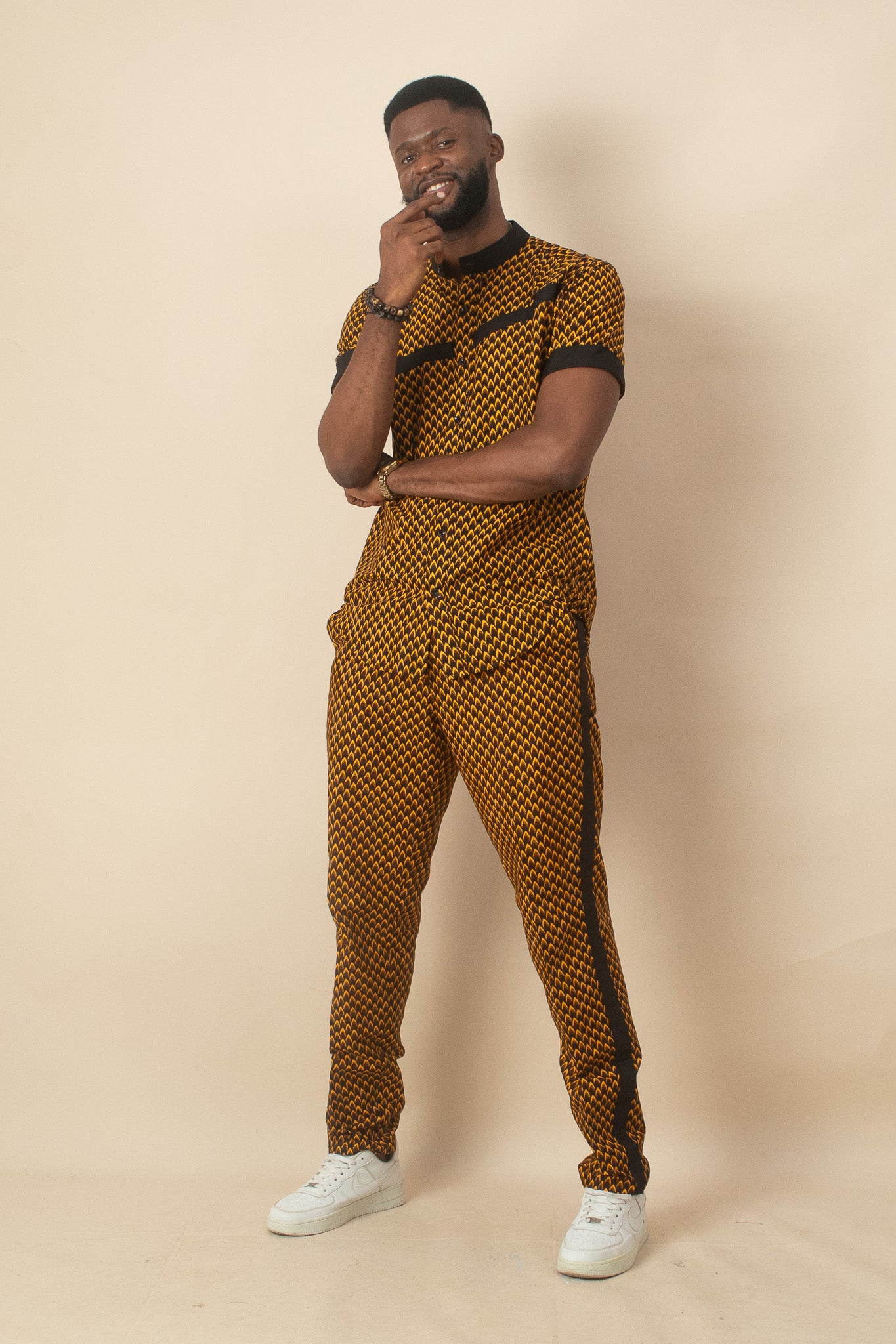 TAJU African Print Ankara Short Sleeve Suit