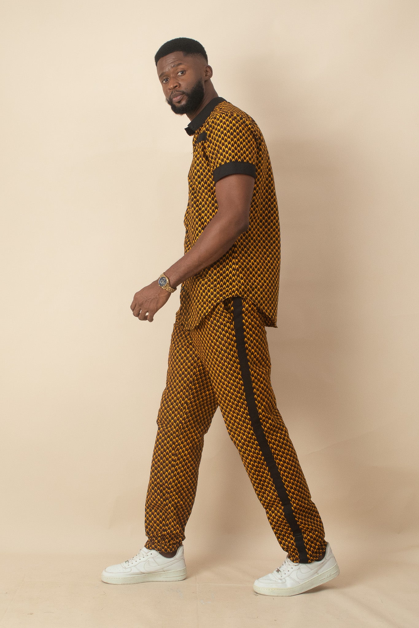 TAJU African Print Ankara Short Sleeve Suit