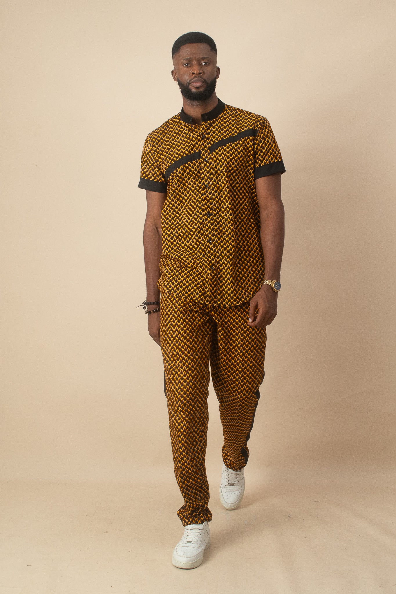 TAJU African Print Ankara Short Sleeve Suit