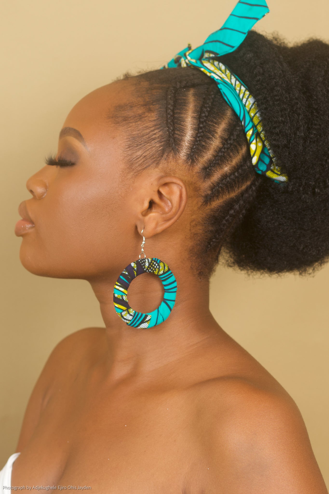 TEMI African Print Hoop Earrings