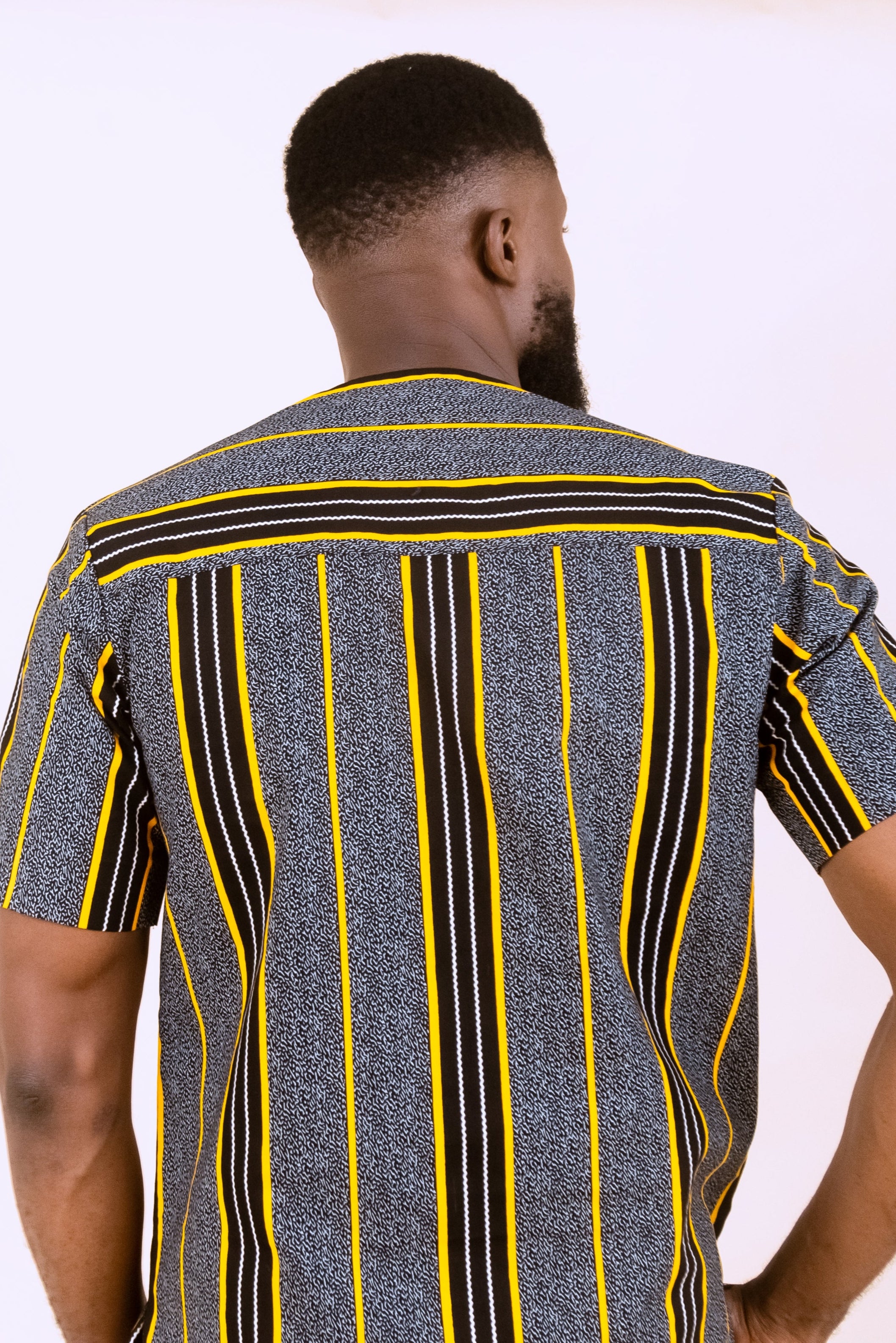 ZANO – Ankara African Print Short Sleeve Striped Suit