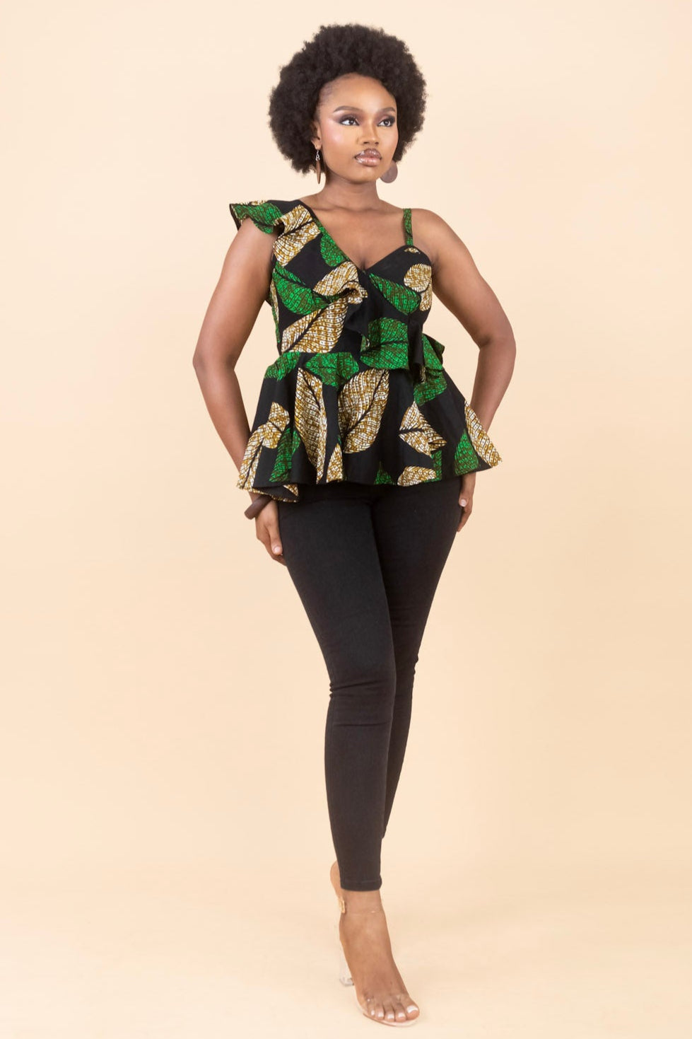 UZIMA – Ankara African Print Flouncy Strappy Top