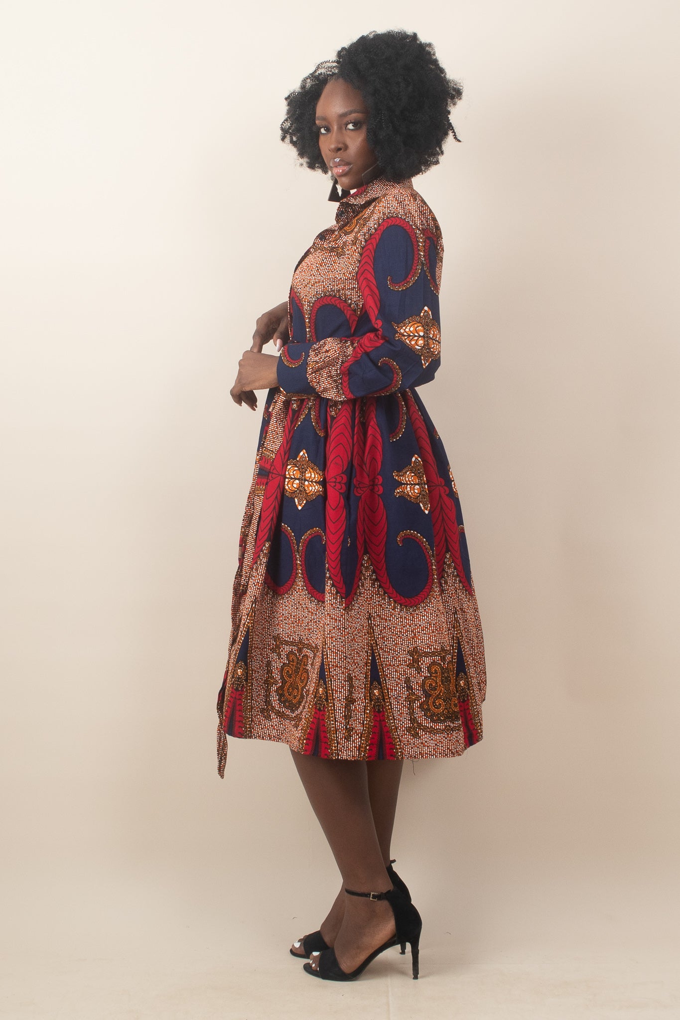 ZARACHI African Print Midi Shirt Dress